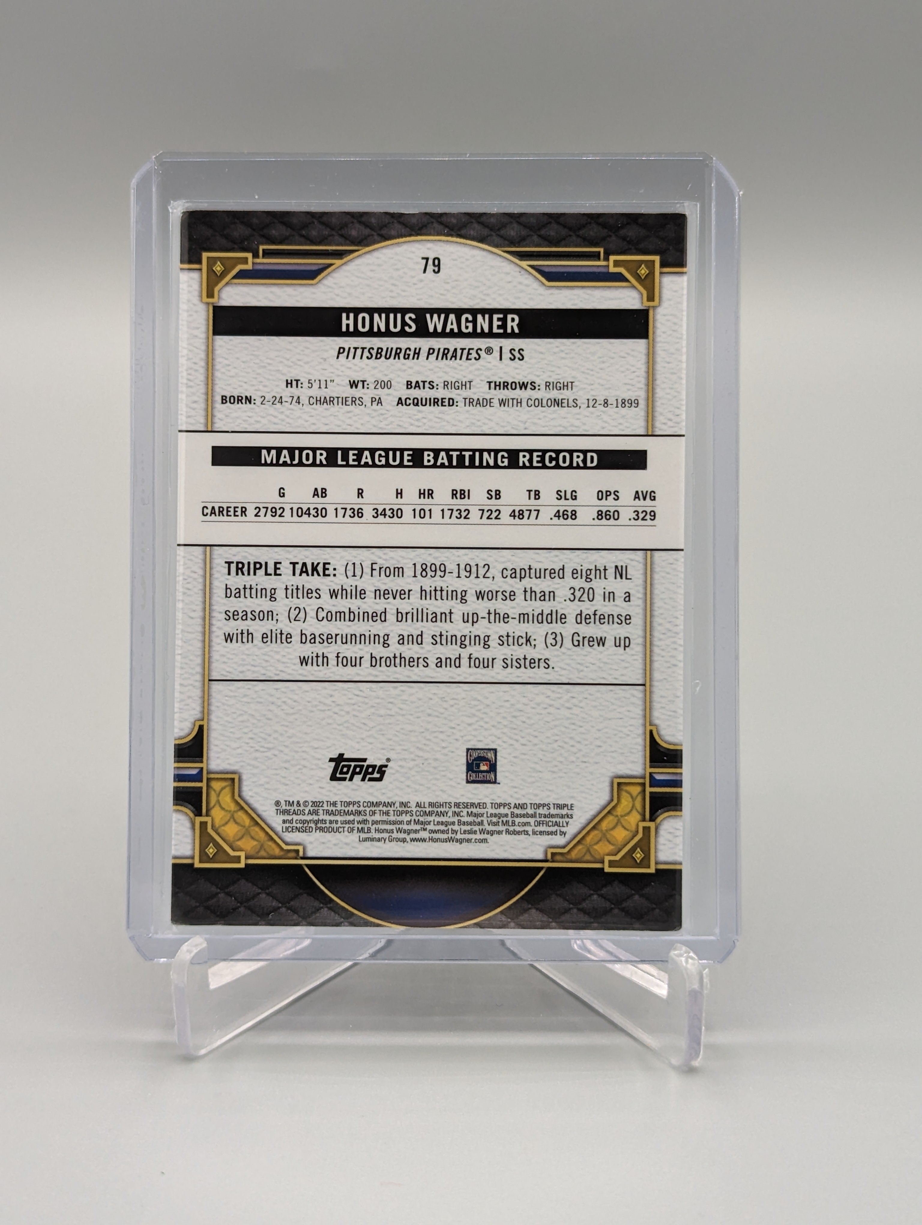 2022 Topps Triple Threads Amethyst #79 Honus Wagner #/299 Pirates