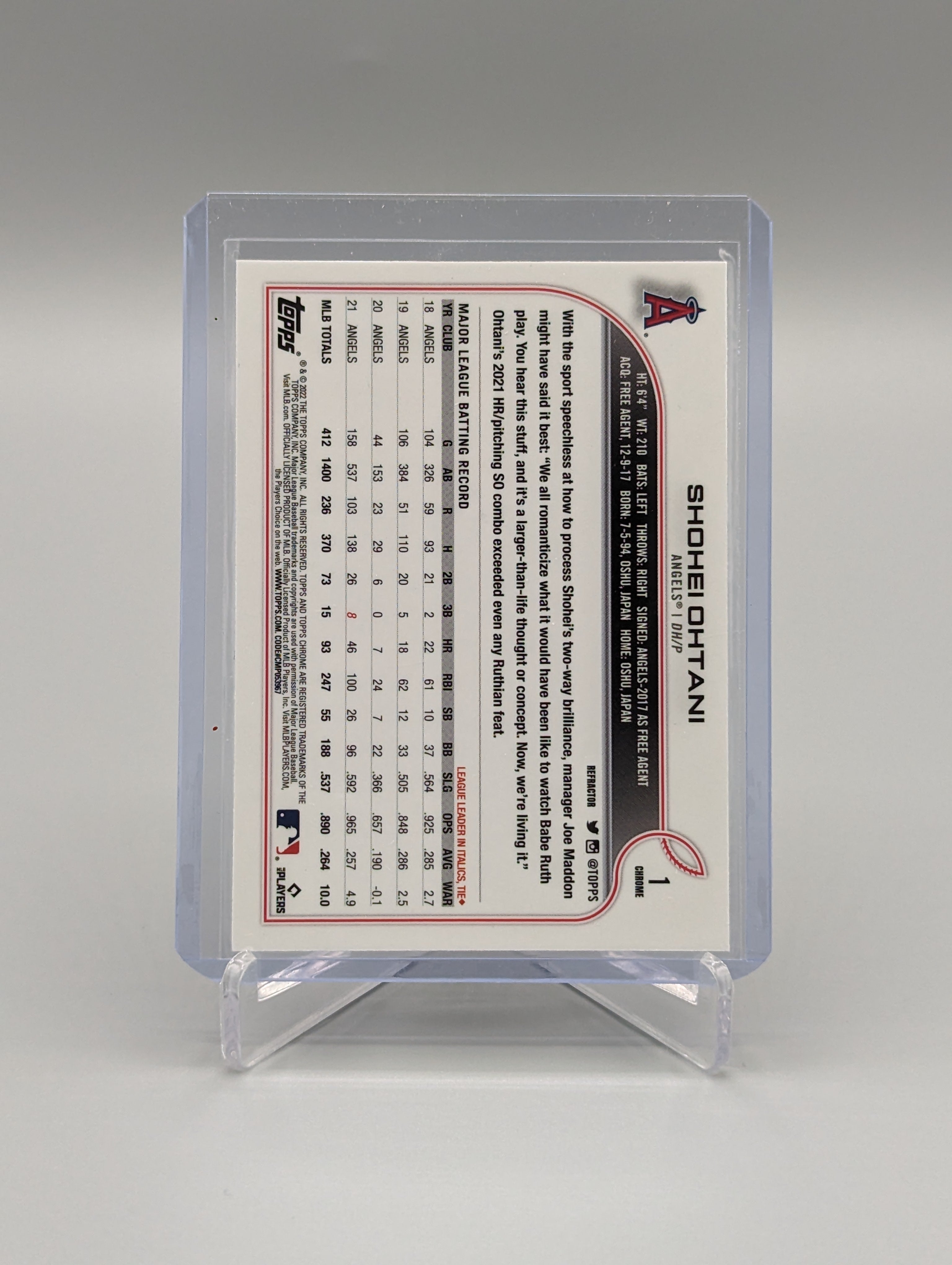 2022 Topps Chrome Refractor #1 Shohei Ohtani Angels