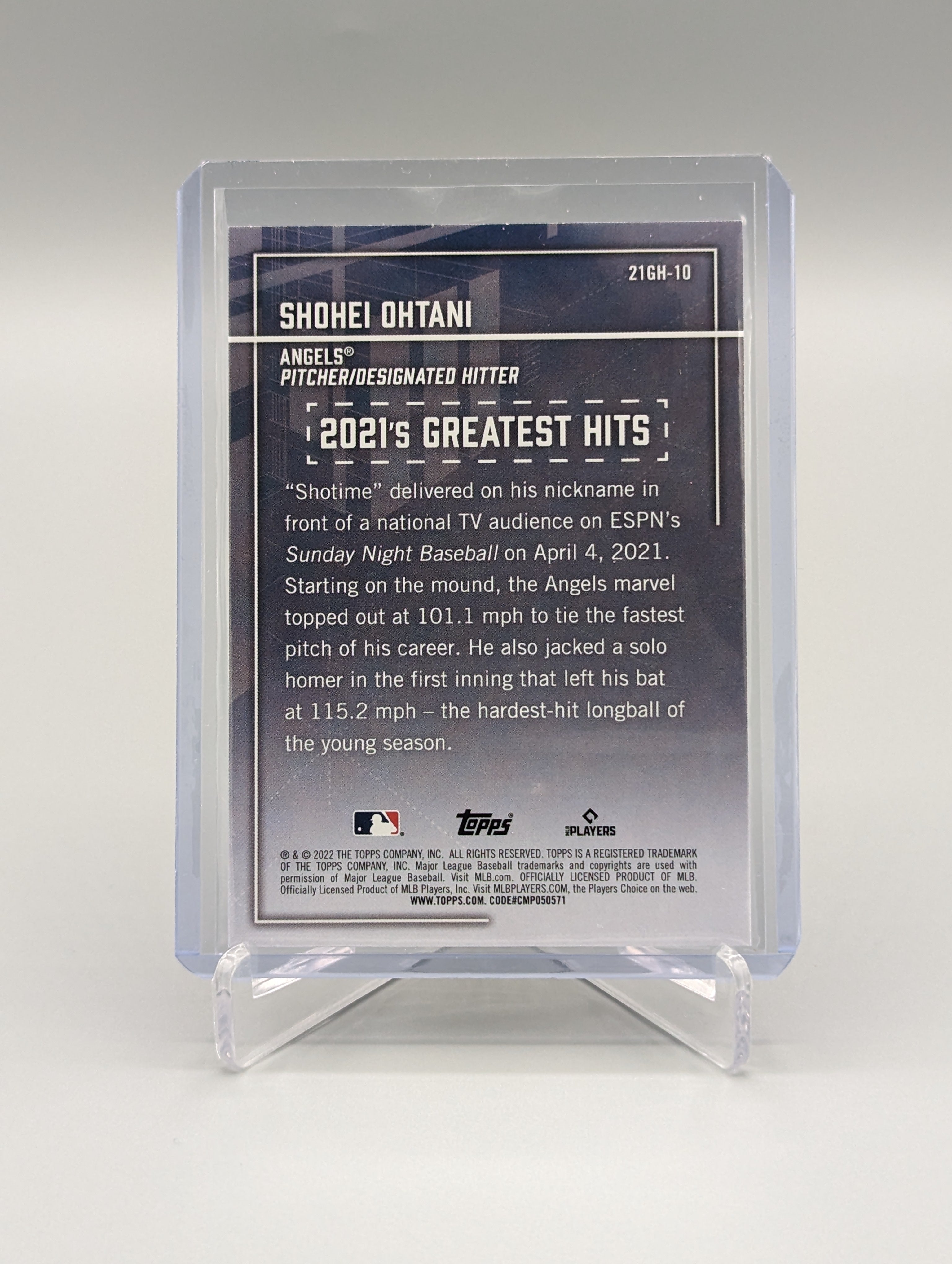 2022 Topps 2021 Greatest Hits #21GH-10 Shohei Ohtani Angels
