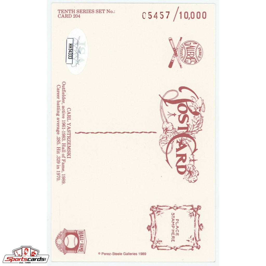 Carl Yastrzemski Signed Perez-Steele Postcard JSA