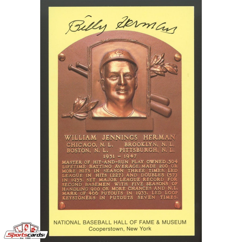 Billy Herman Signed Auto Hall of Fame HOF Postcard - JSA