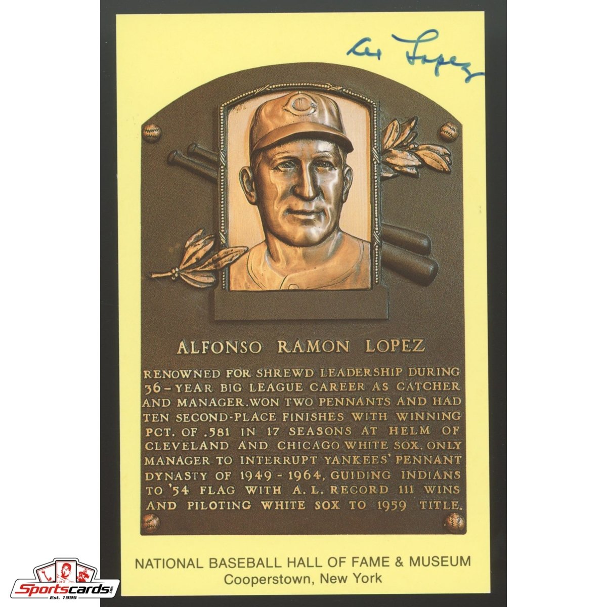 Al Lopez Signed Auto Hall of Fame HOF Postcard - JSA