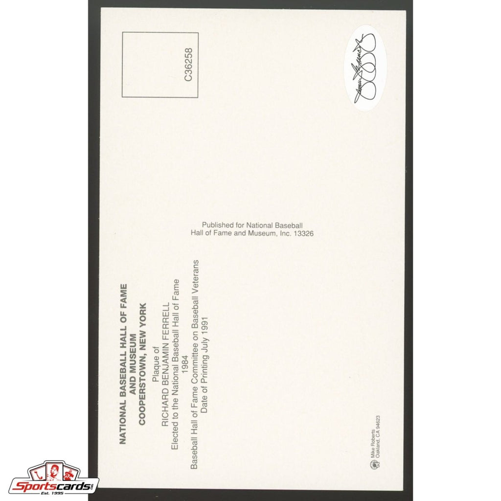 Rick Ferrell Signed Auto Hall of Fame HOF Postcard - JSA