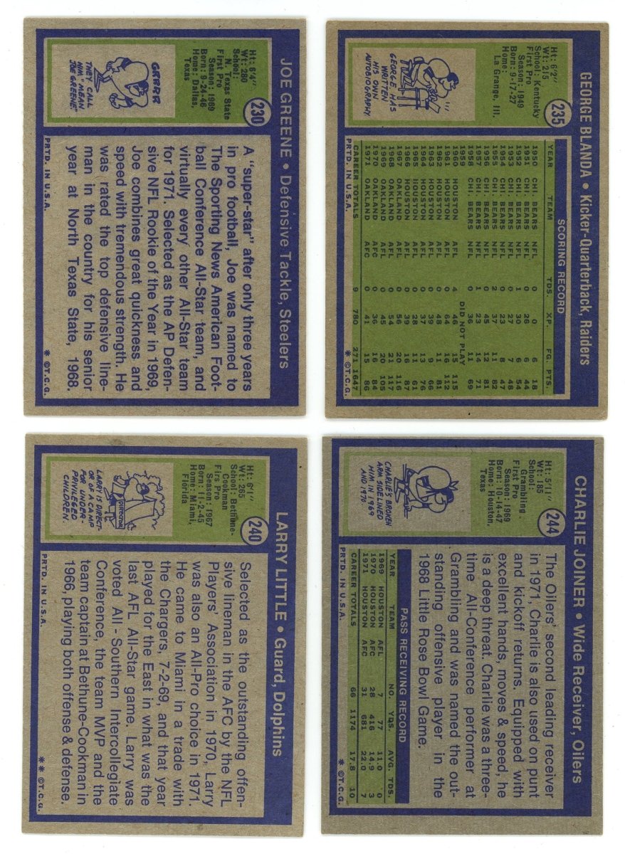 1972 TOPPS FOOTBALL LOW NUMBER SET BREAK BOX– 10 CARDS PER BOX!
