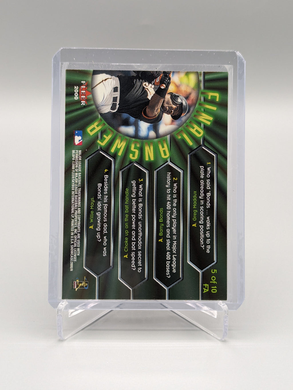 2000 Fleer Showcase Final Answer #5 Barry Bonds Giants