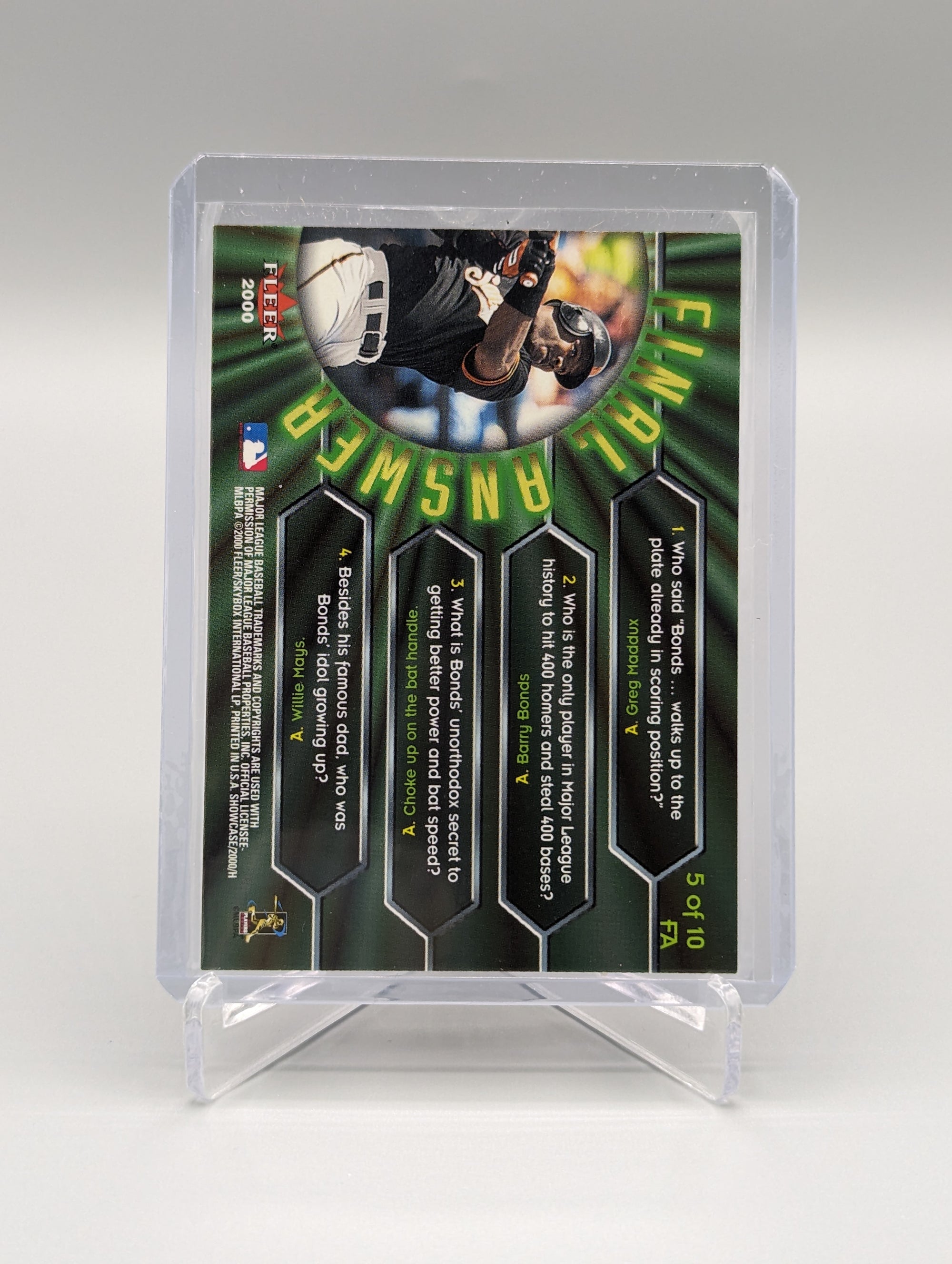 2000 Fleer Showcase Final Answer #5 Barry Bonds Giants