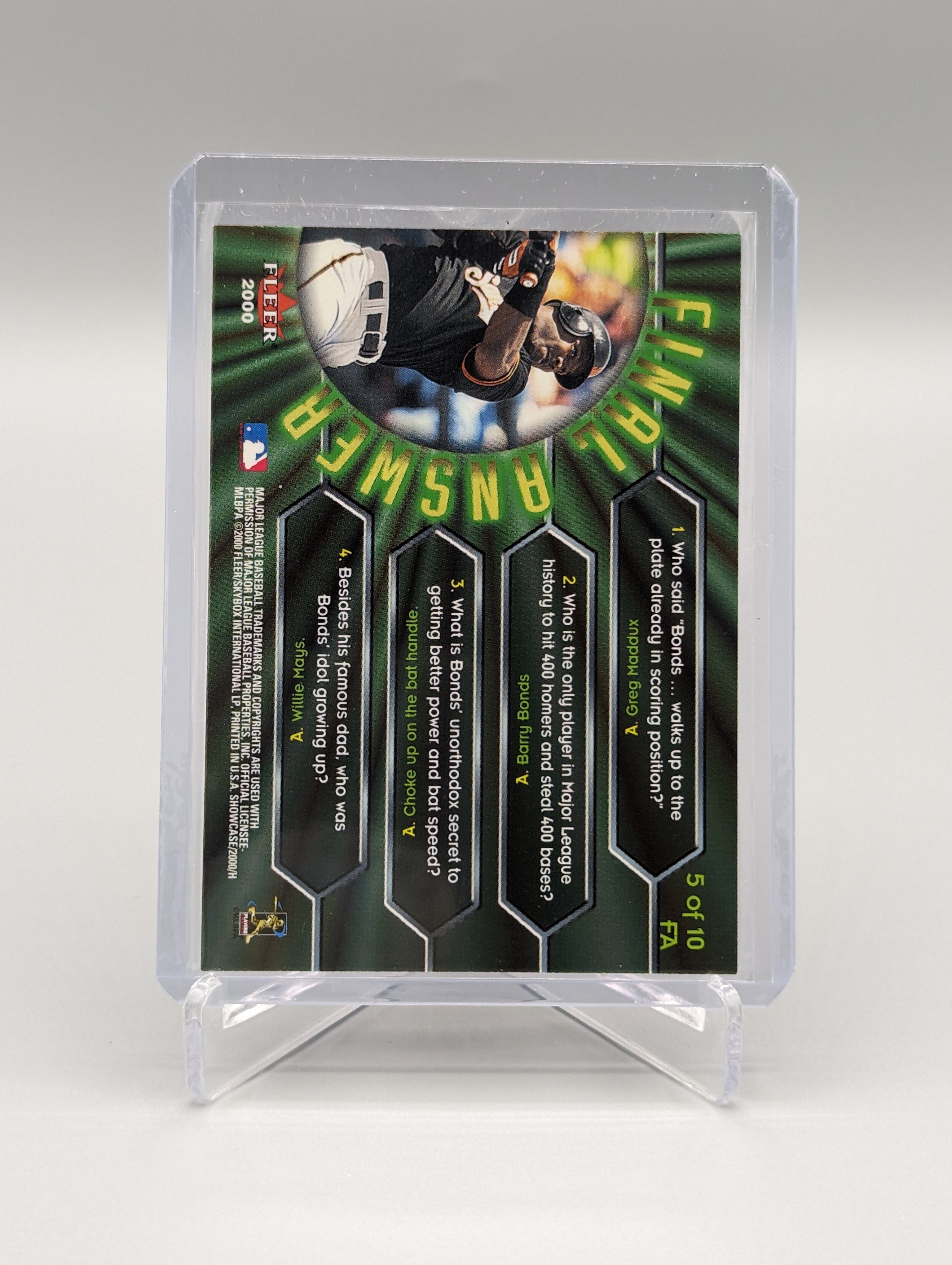 2000 Fleer Showcase Final Answer #5 Barry Bonds Giants