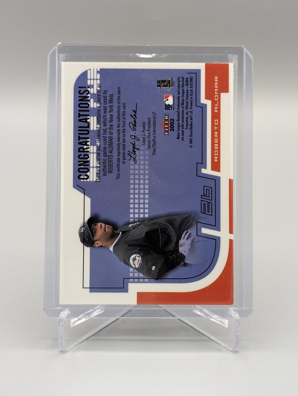 2002 Fleer EX Hit & Run Game Used #26 Roberto Alomar Mets