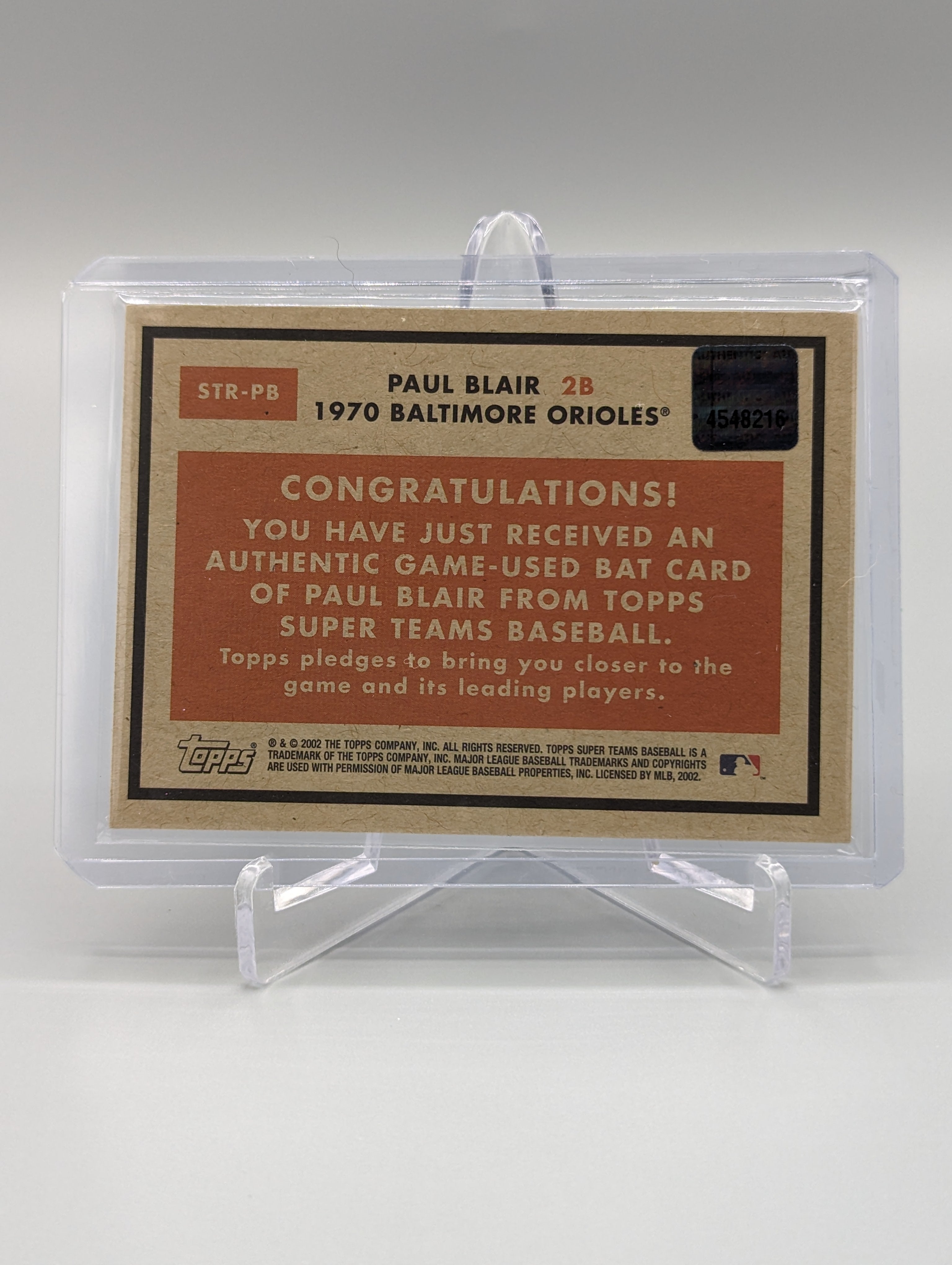 2002 Topps Super Teams Game Used #STR-PB Paul Blair Orioles
