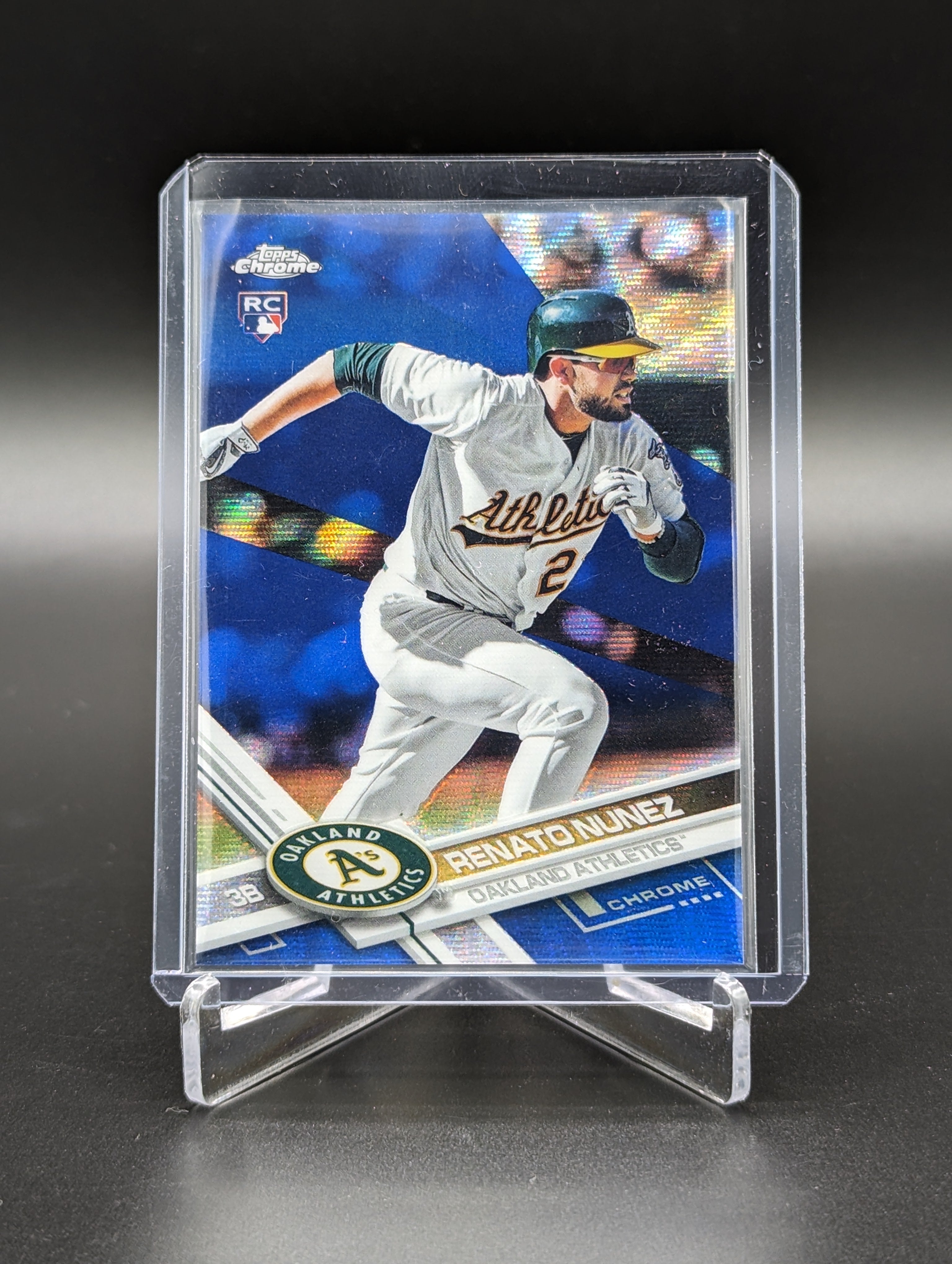 2017 Topps Chrome Blue Wave Refractor #99 Renato Nunez RC #/75 A's Athletics