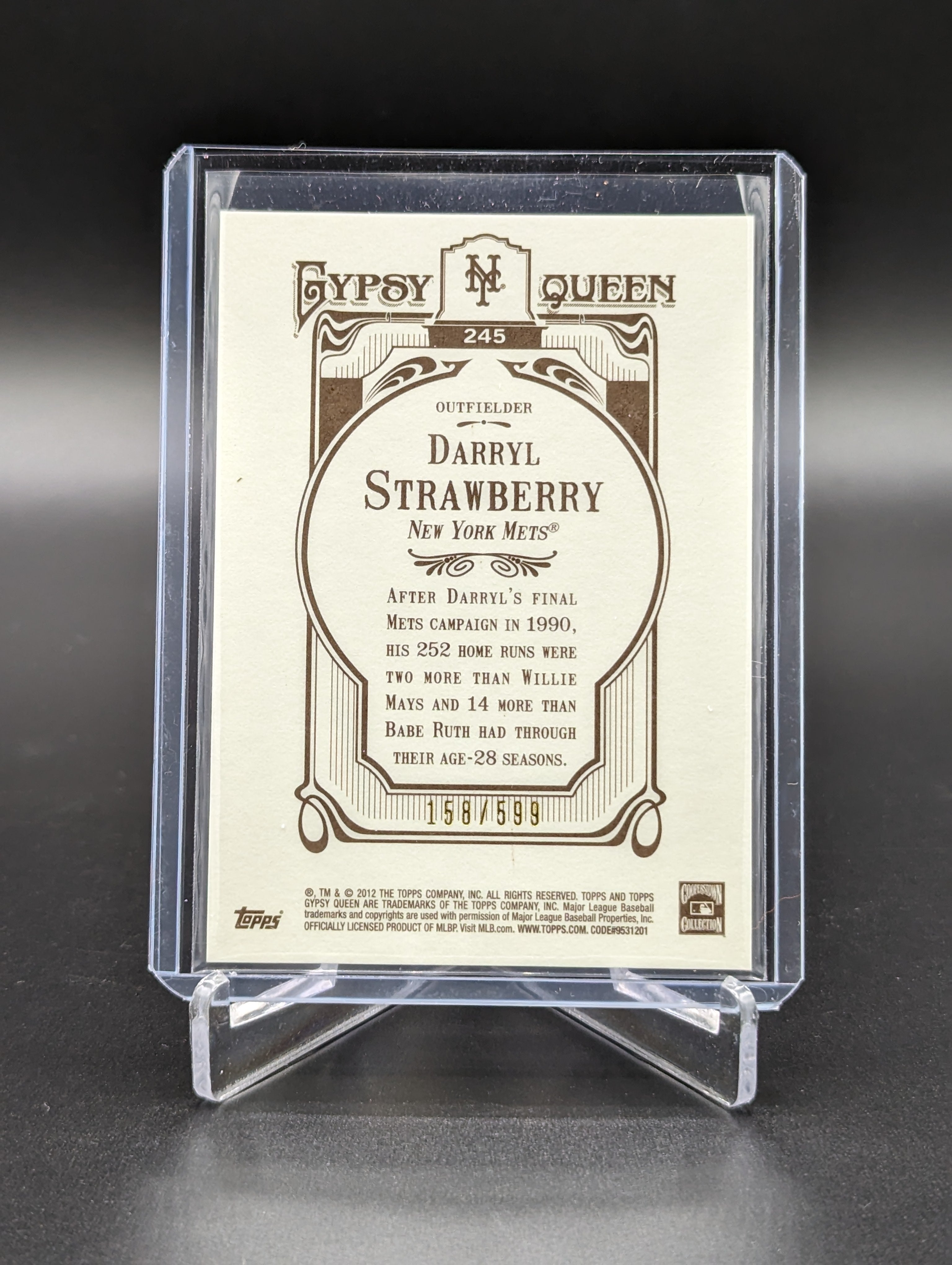 2012 Topps Gypsy Queen Blue Border #245 Darryl Strawberry #/599 Mets