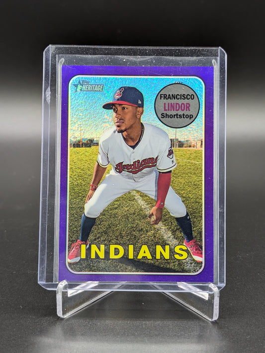 2018 Topps Heritage Chrome Purple Refractor #THC-145 Francisco Lindor Indians