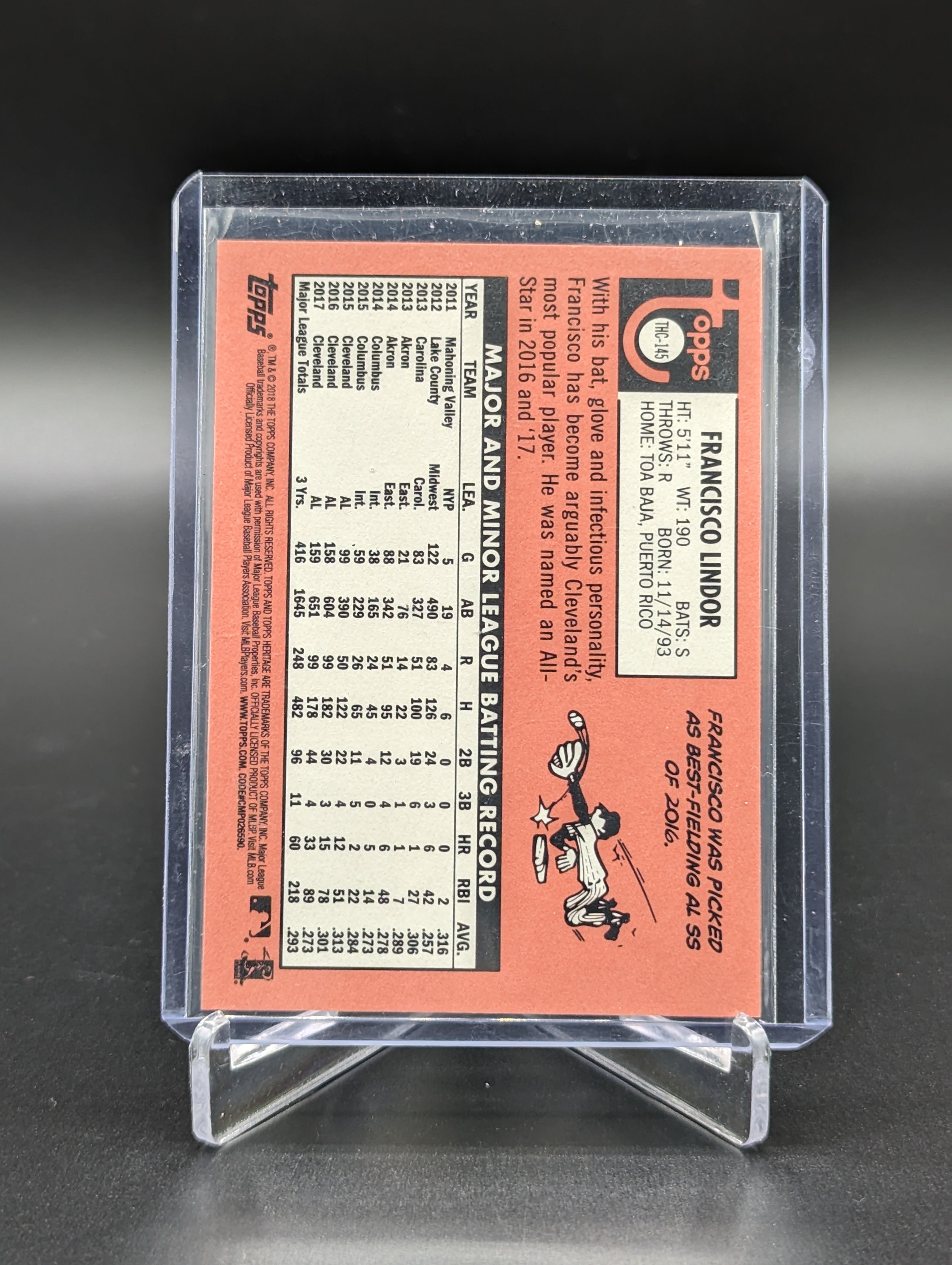 2018 Topps Heritage Chrome Purple Refractor #THC-145 Francisco Lindor Indians