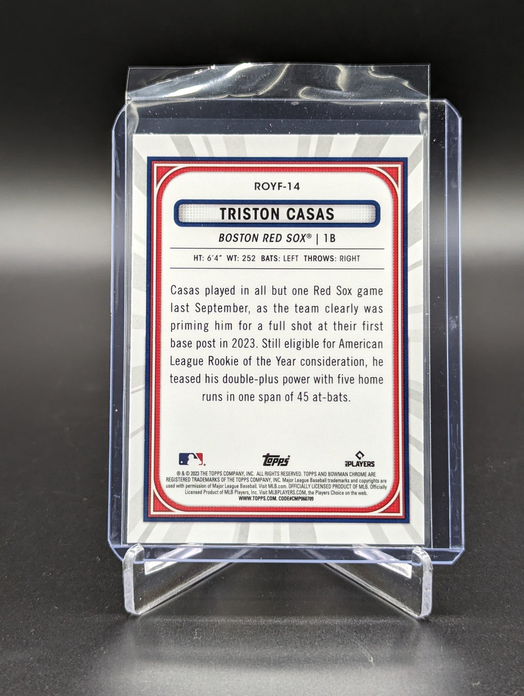 2023 Bowman Chrome ROY Favorites #ROYF-14 Triston Casas RC Red Sox (2 Card Lot)
