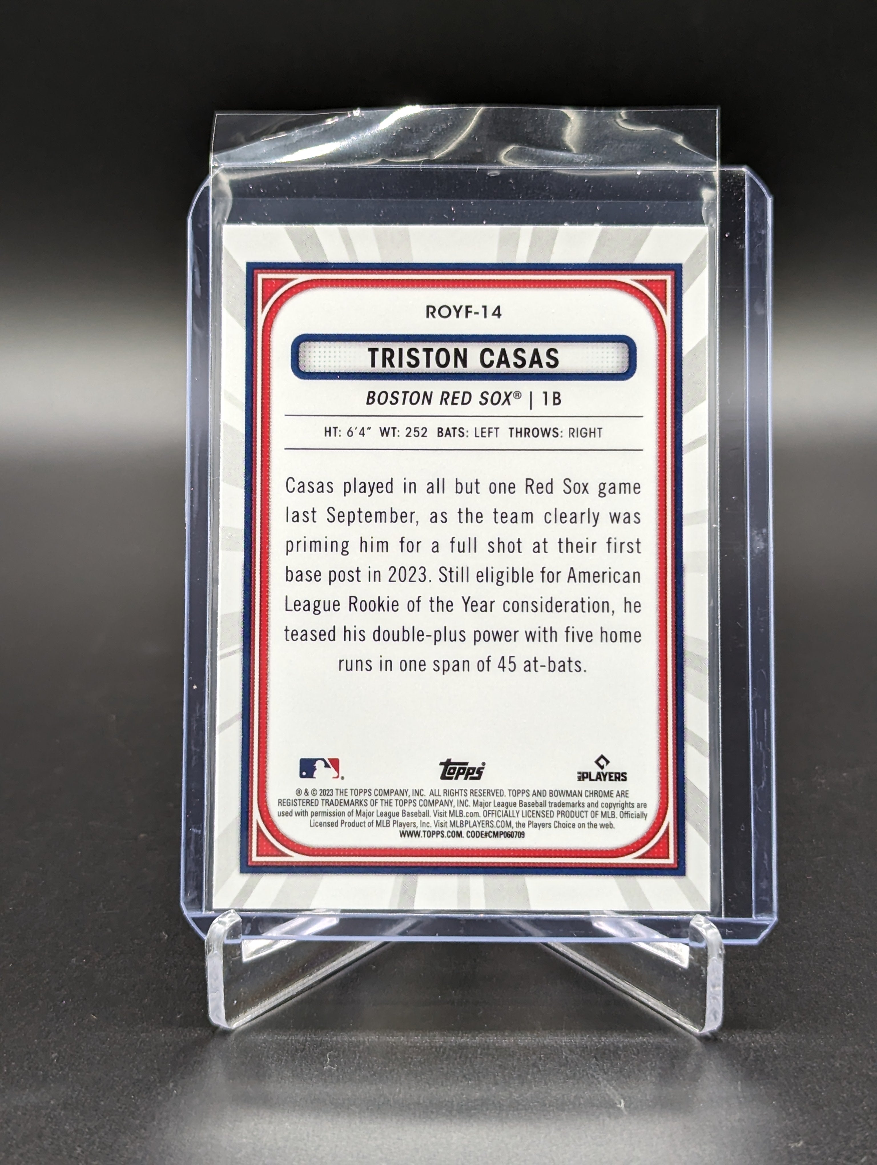 2023 Bowman Chrome ROY Favorites #ROYF-14 Triston Casas RC Red Sox (2 Card Lot)
