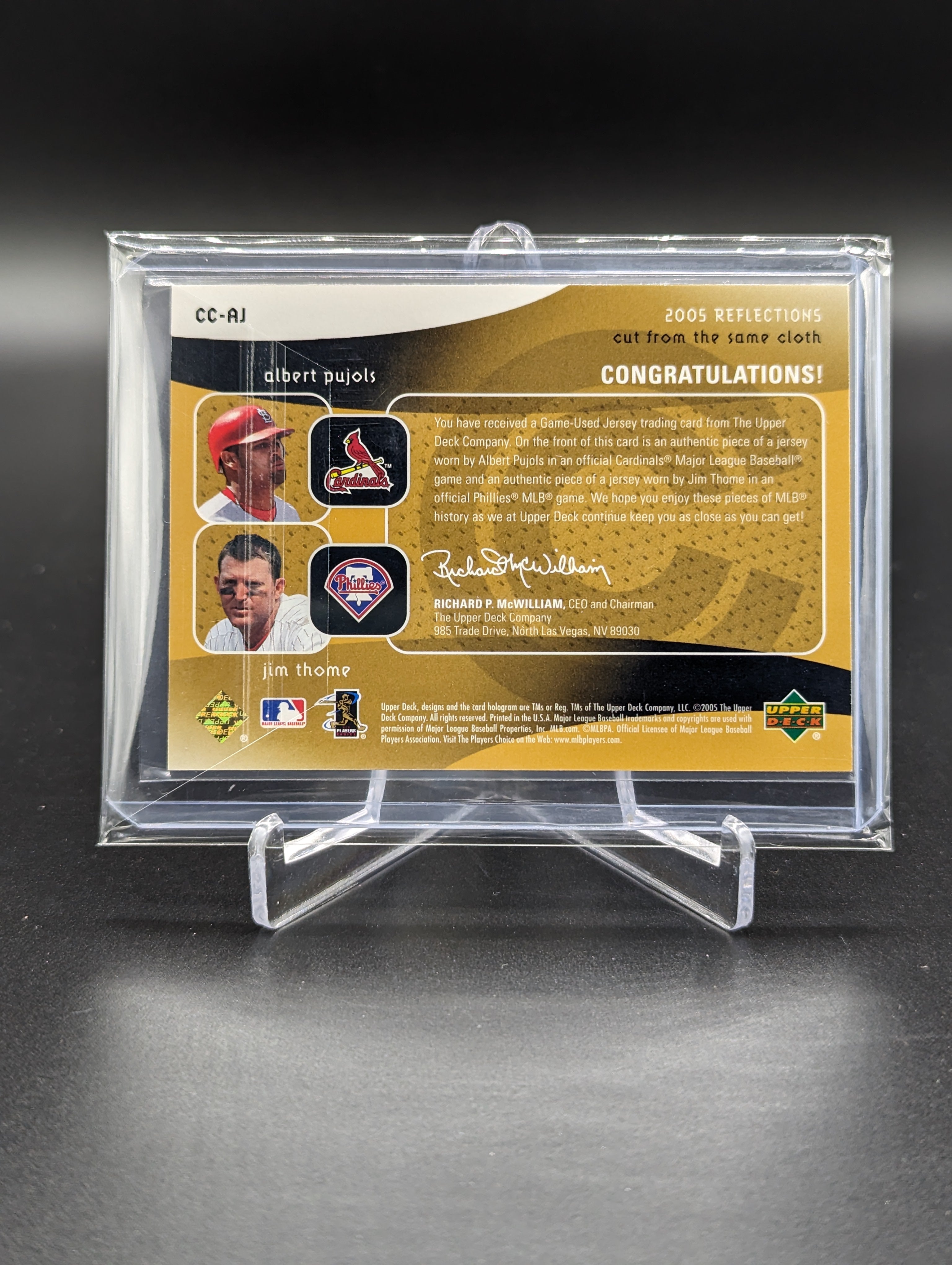 2005 Upper Deck Reflections Dual #CC-AJ Albert Pujols Jim Thome #/225 Cardinals Phillies