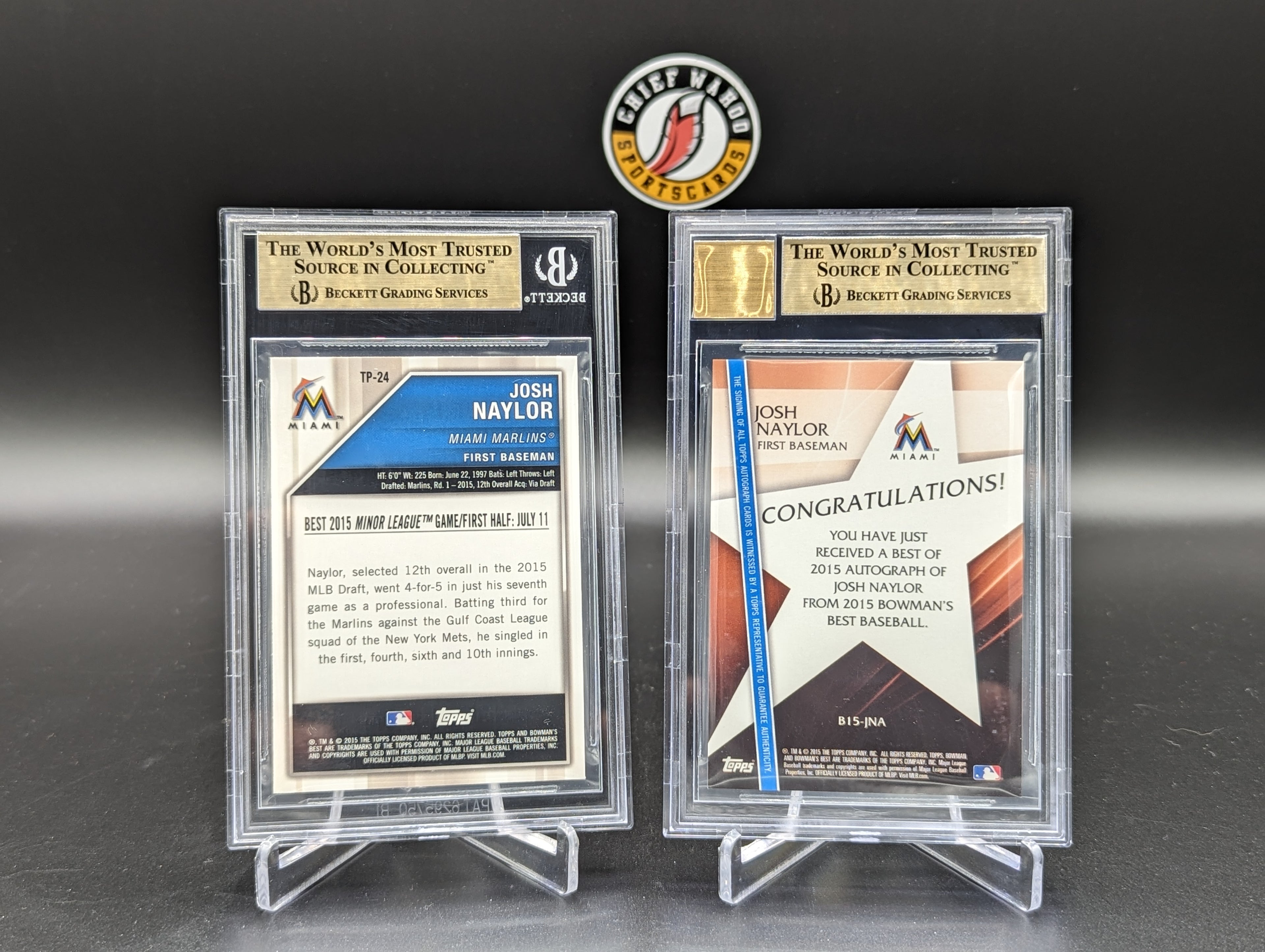 2015 Bowman's Best Josh Naylor BGS 9.5 Marlins Guardians