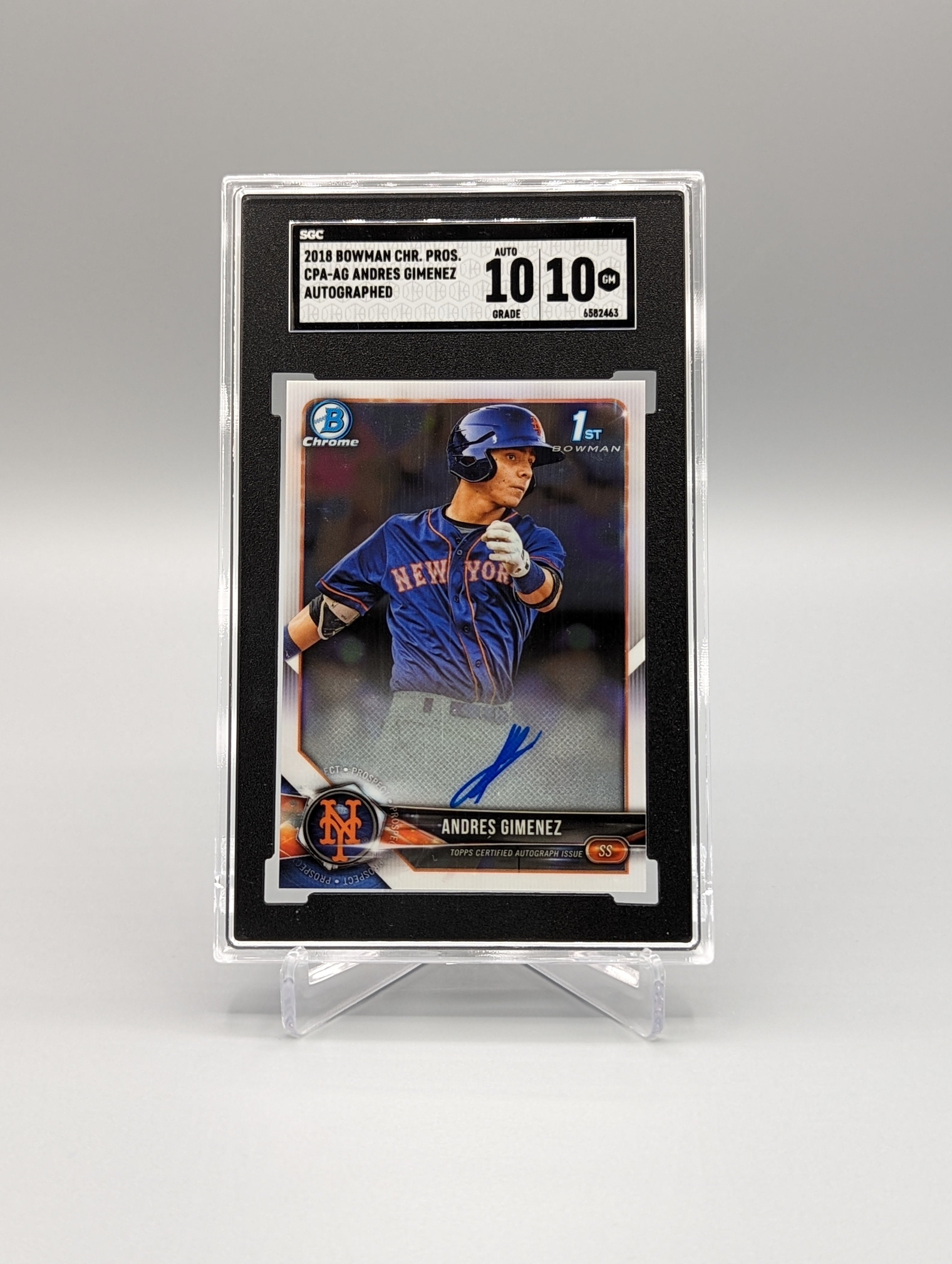 2018 Bowman Chrome Prospects Auto #CPA-AG Andres Gimenez SGC 10 Indians