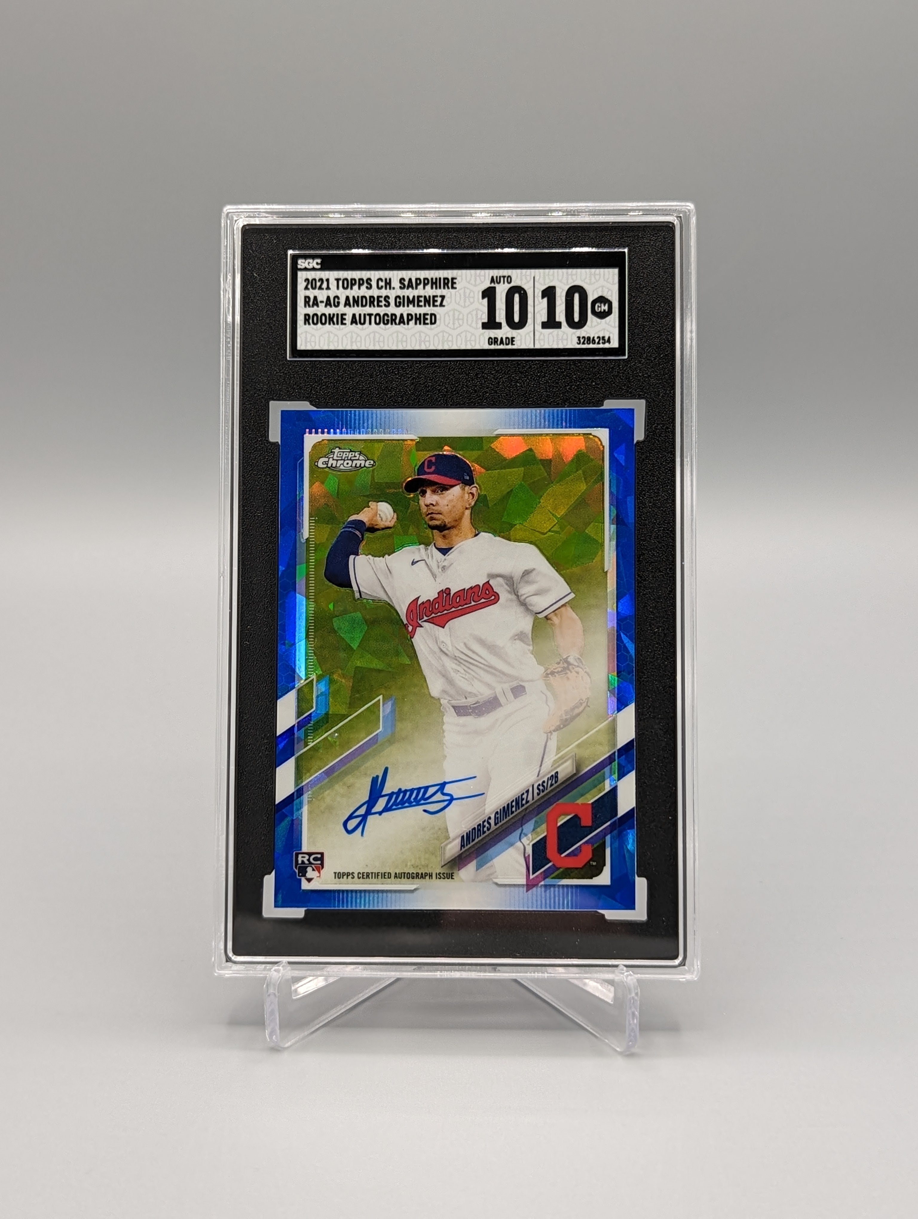 2021 Topps Chrome Sapphire Auto #RA-AG Andres Gimenez SGC 10 Indians