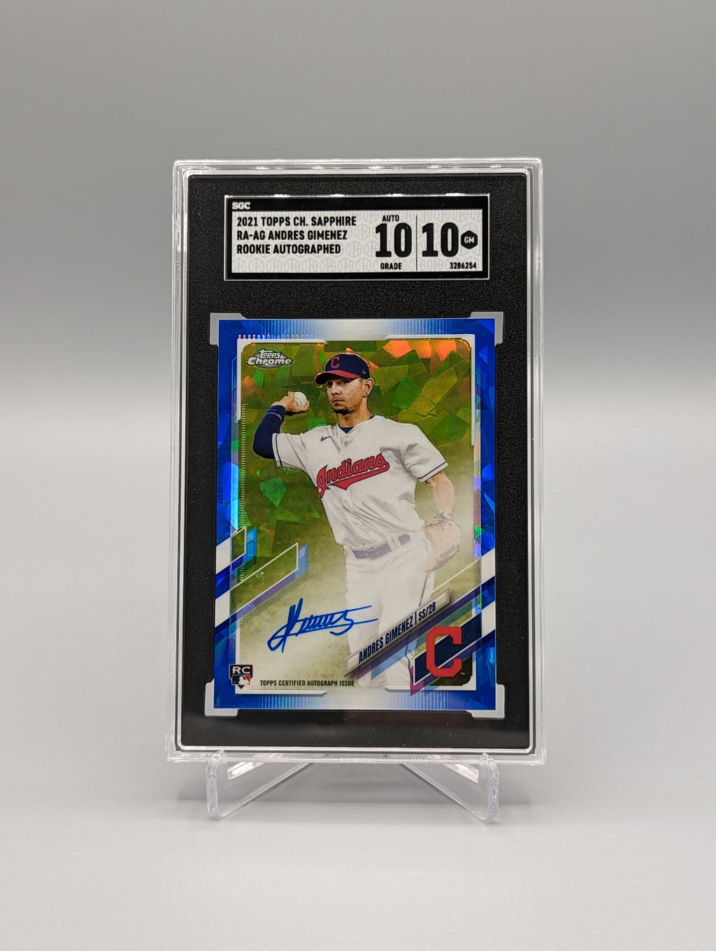 2021 Topps Chrome Sapphire Auto #RA-AG Andres Gimenez SGC 10 Indians