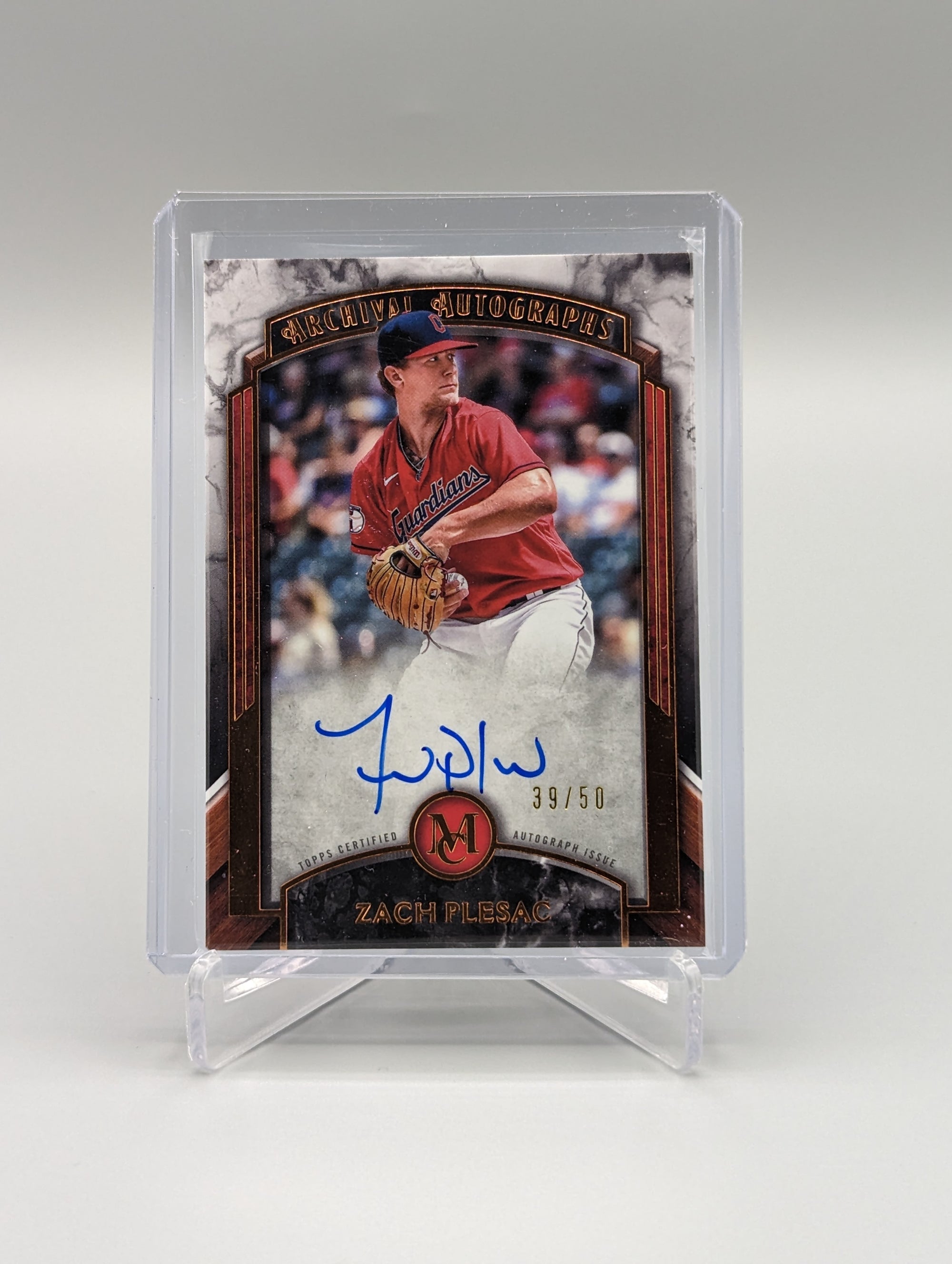 2022 Topps Museum Collection Archival Autographs Copper #AA-ZP Zach Plesac #/50 Indians