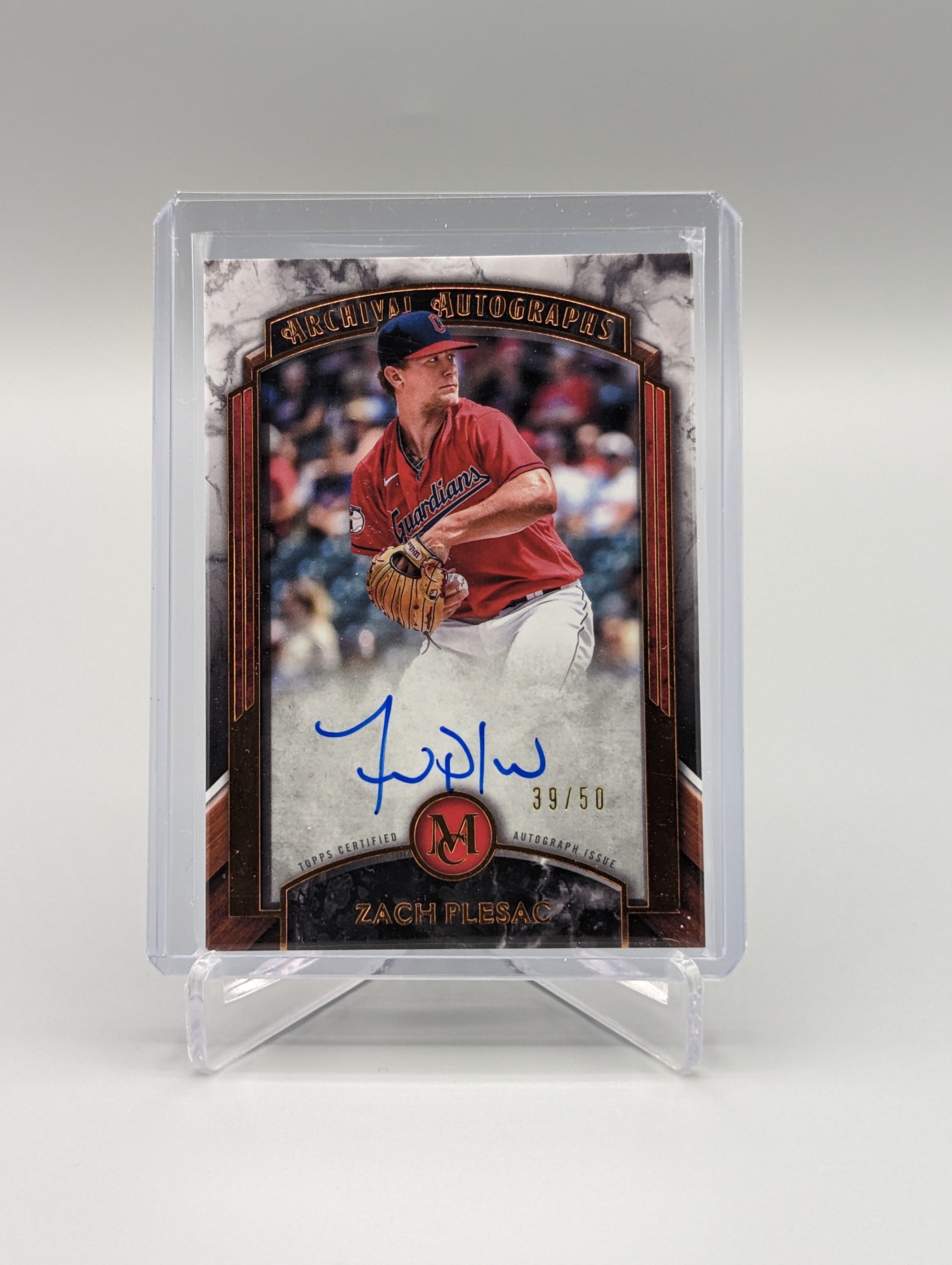 2022 Topps Museum Collection Archival Autographs Copper #AA-ZP Zach Plesac #/50 Indians