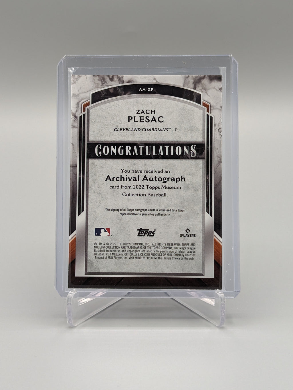 2022 Topps Museum Collection Archival Autographs Copper #AA-ZP Zach Plesac #/50 Indians