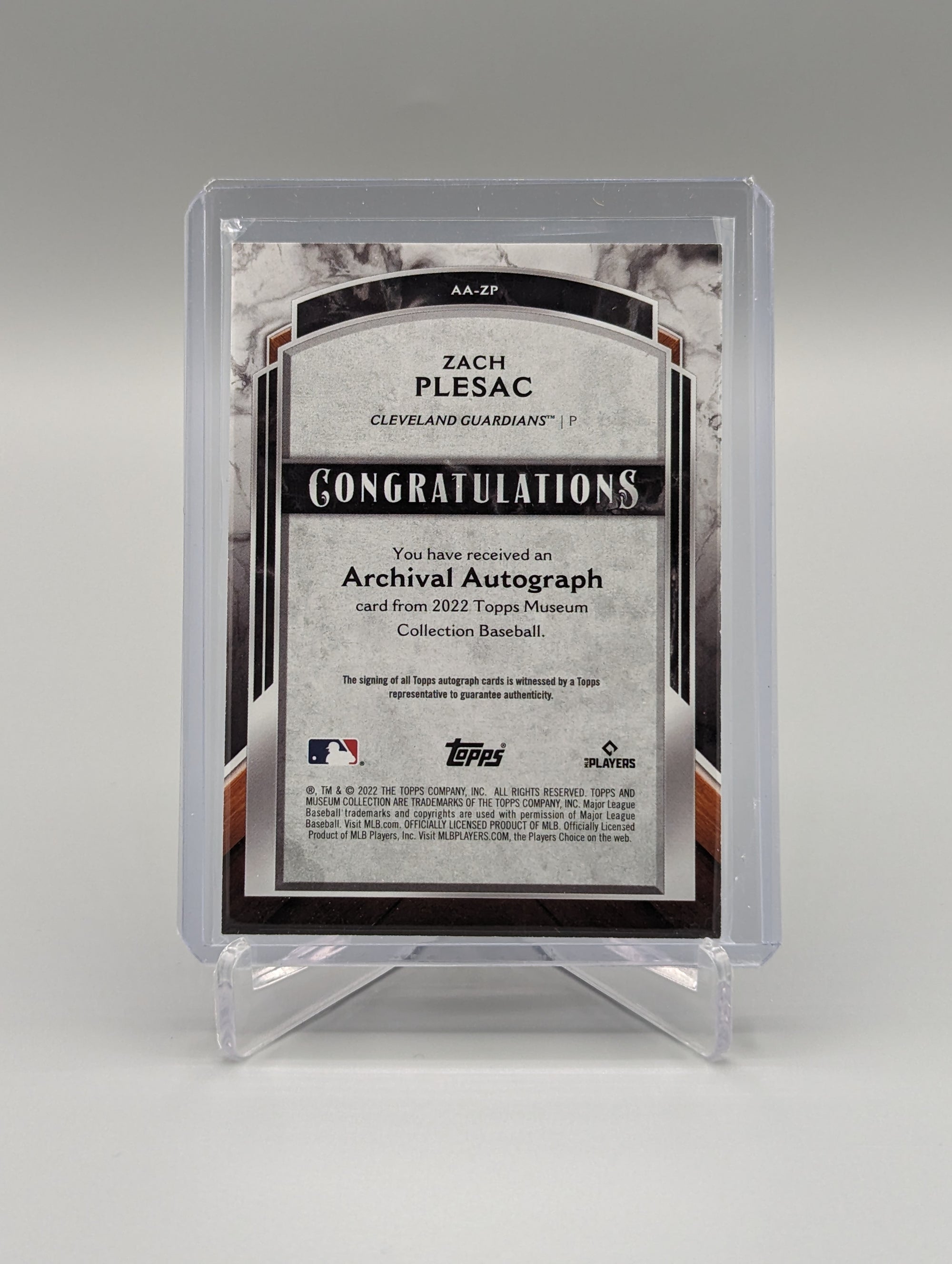 2022 Topps Museum Collection Archival Autographs Copper #AA-ZP Zach Plesac #/50 Indians