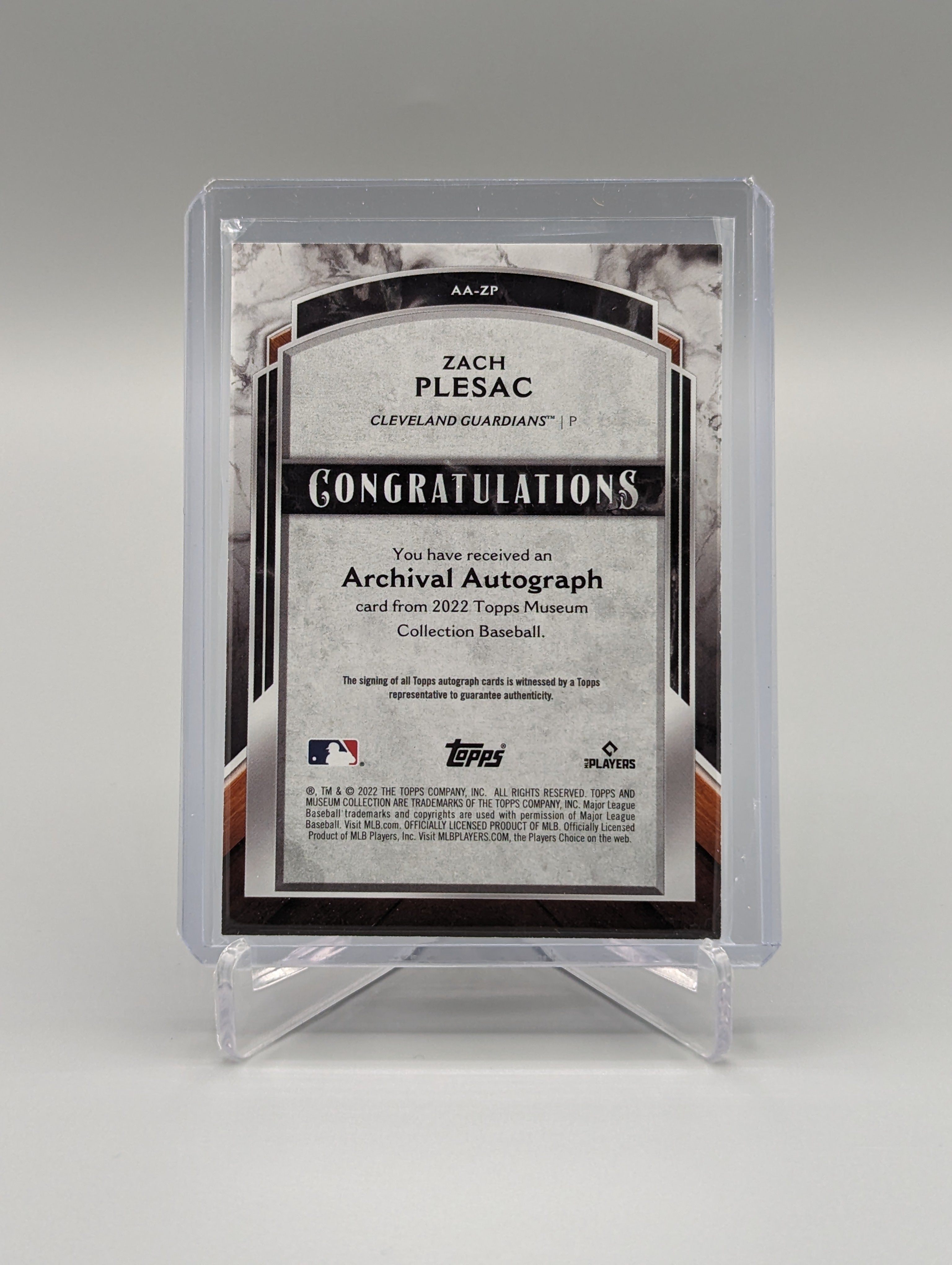 2022 Topps Museum Collection Archival Autographs Copper #AA-ZP Zach Plesac #/50 Indians