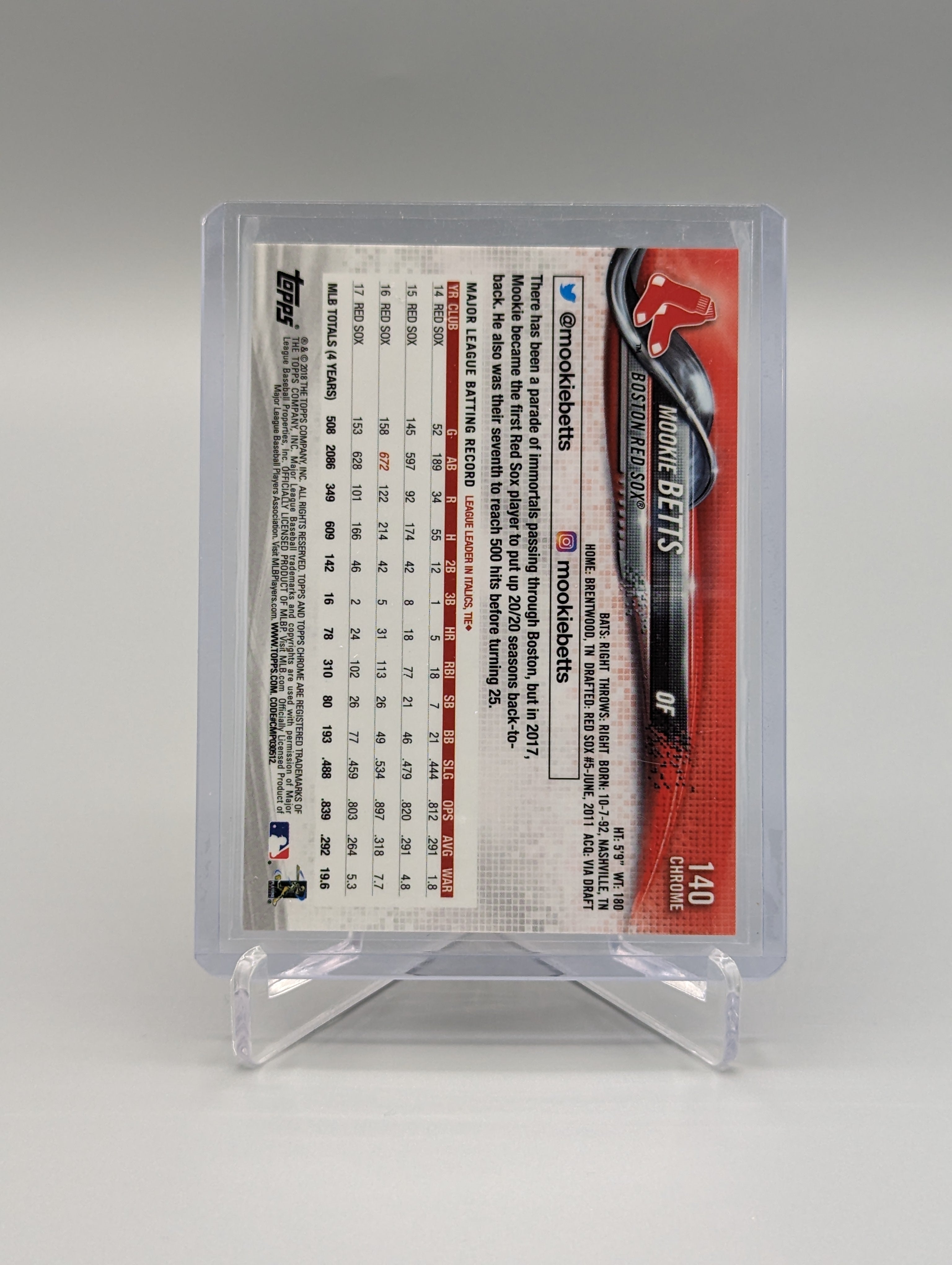 2018 Topps Chrome Sapphire #140 Mookie Betts Red Sox