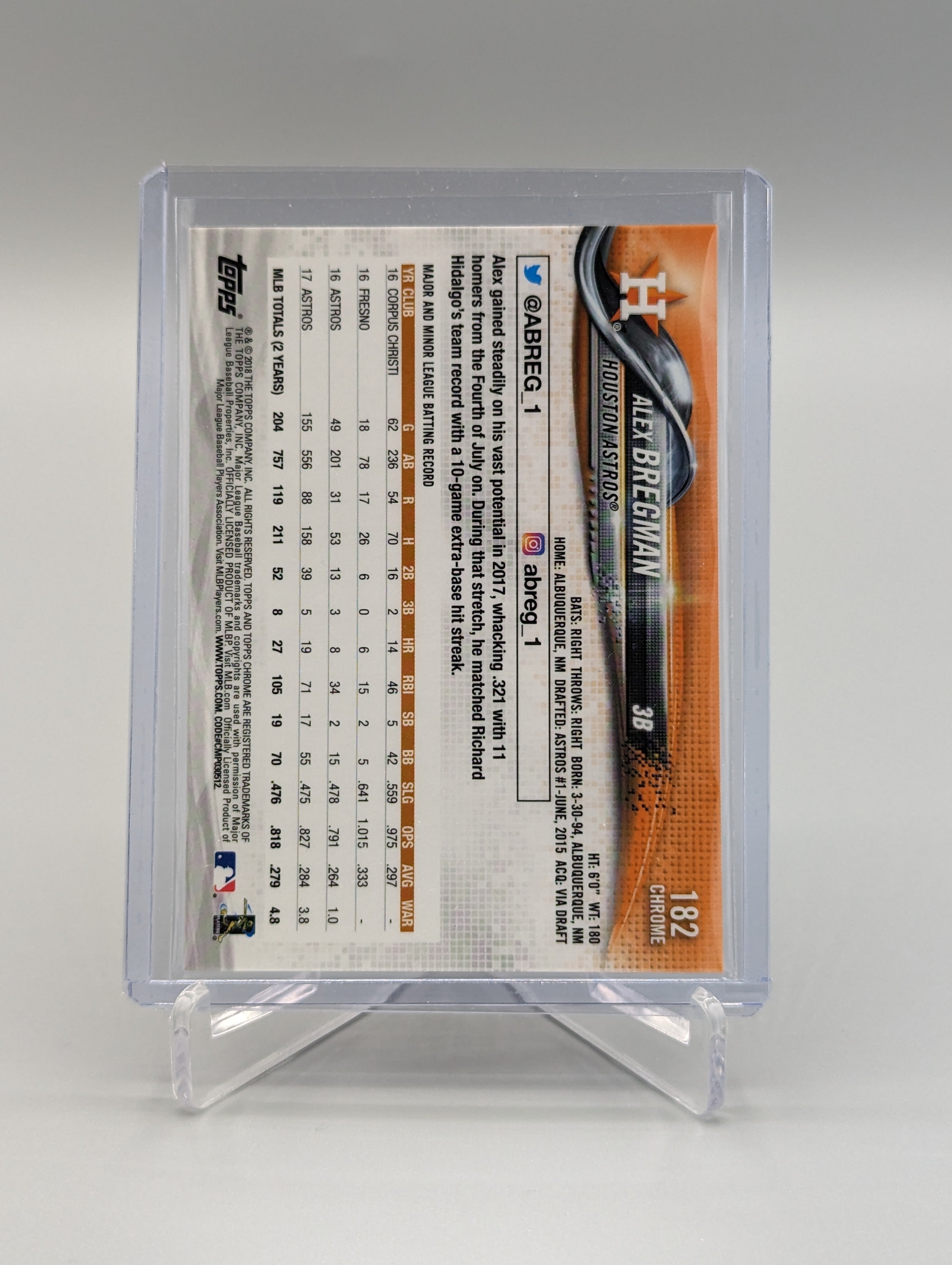 2018 Topps Chrome Sapphire #182 Alex Bregman Astros