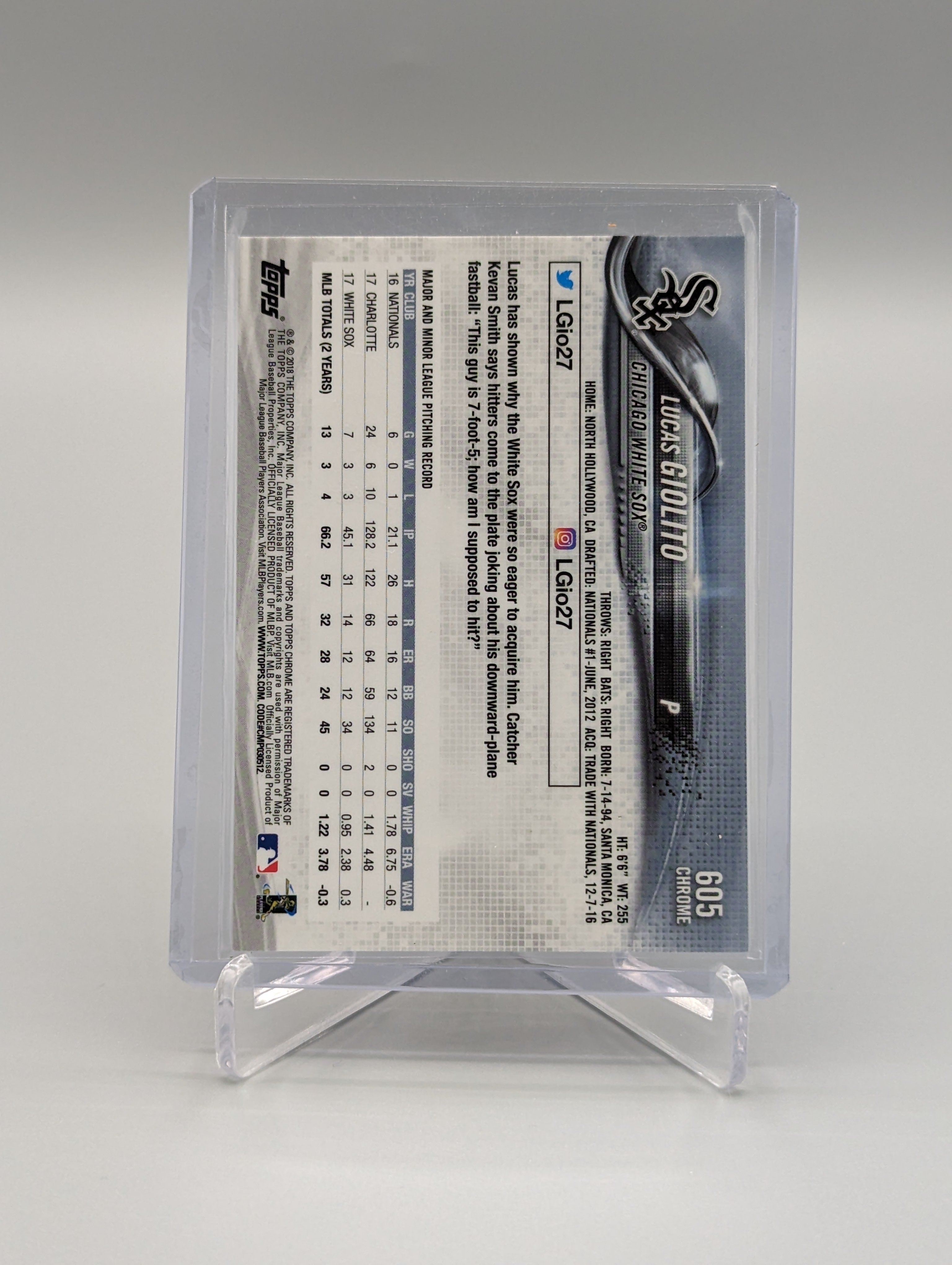 2018 Topps Chrome Sapphire #605 Lucas Giolito White Sox