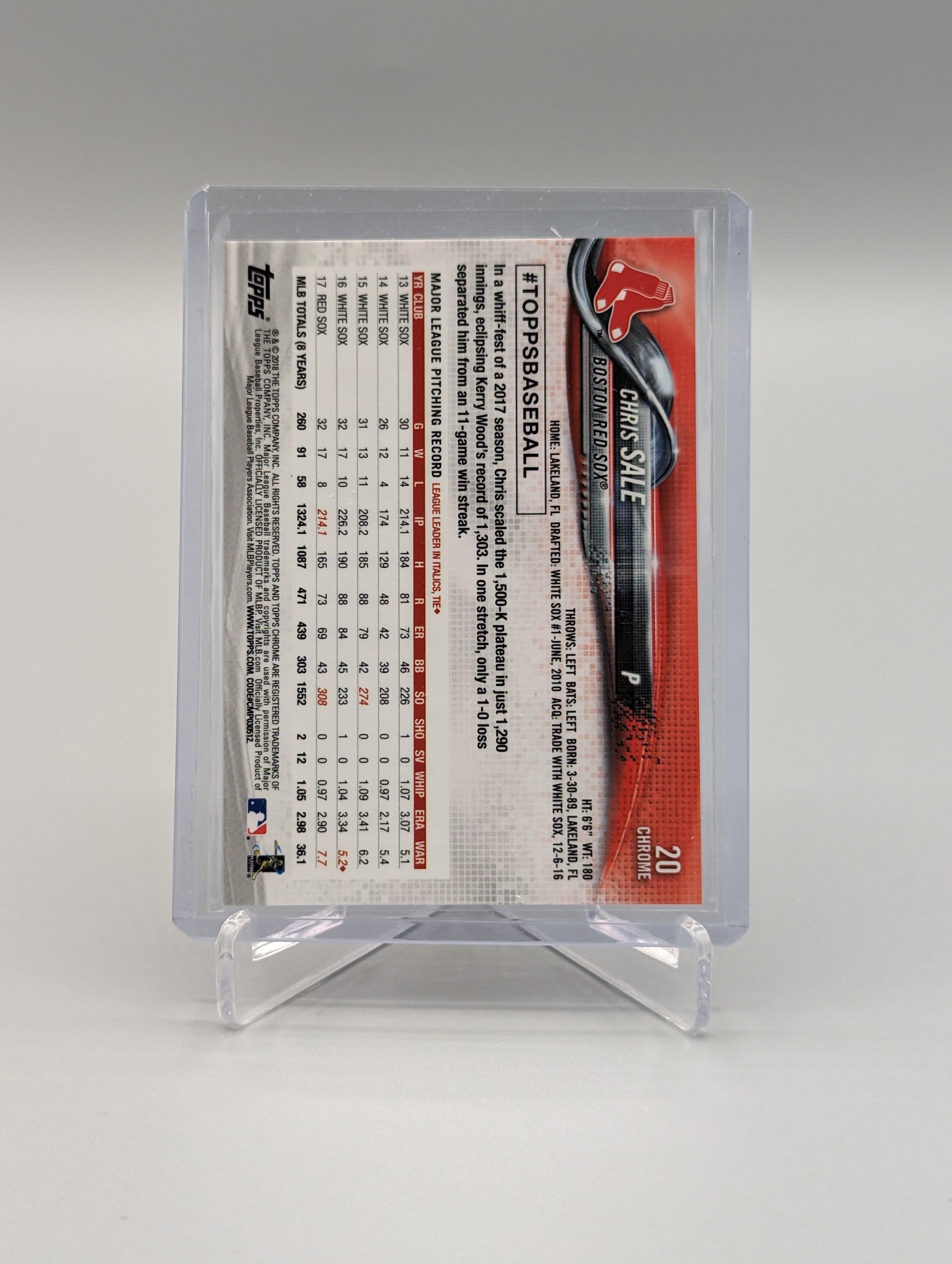 2018 Topps Chrome Sapphire #20 Chris Sale Red Sox