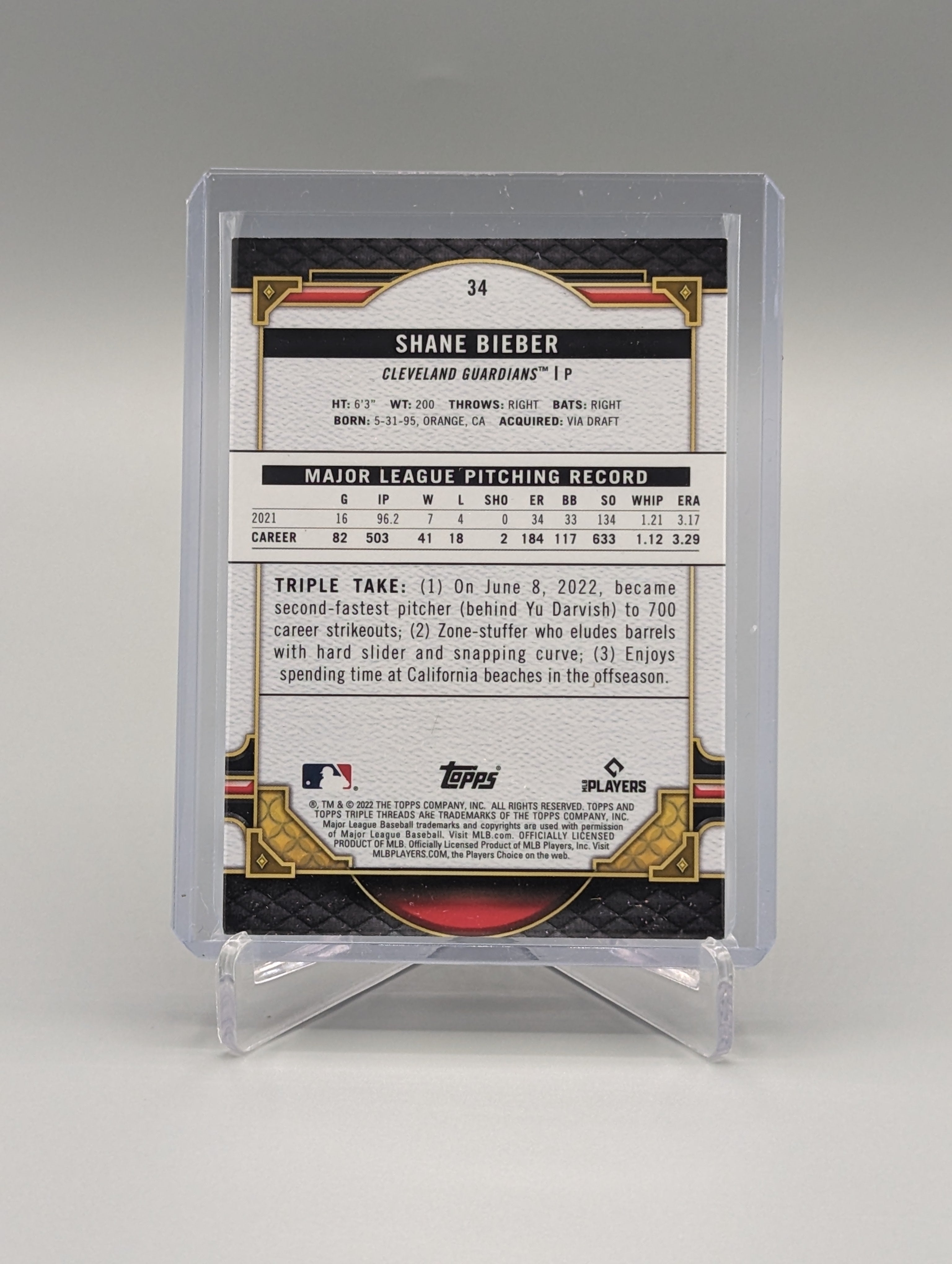 2022 Topps Triple Threads Amethyst #Shane Bieber Guardians #/299