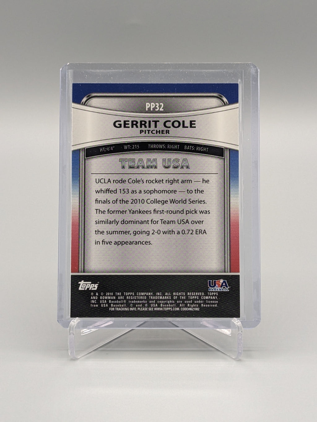 2010 Bowman Platinum Prospects Team USA #PP32 Gerrit Cole Yankees