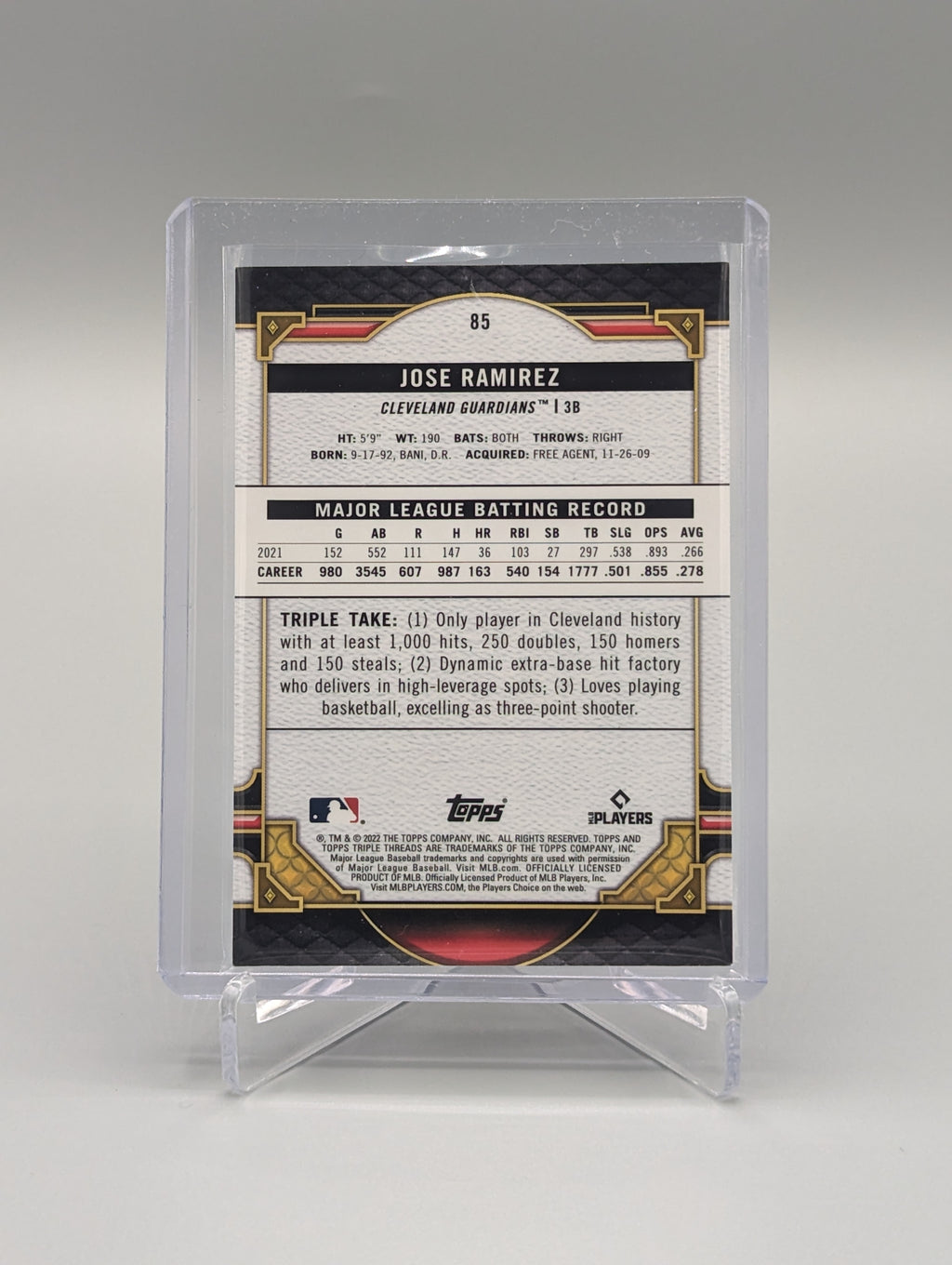 2022 Topps Triple Threads Aquamarine #85 Jose Ramirez Guardians #/150