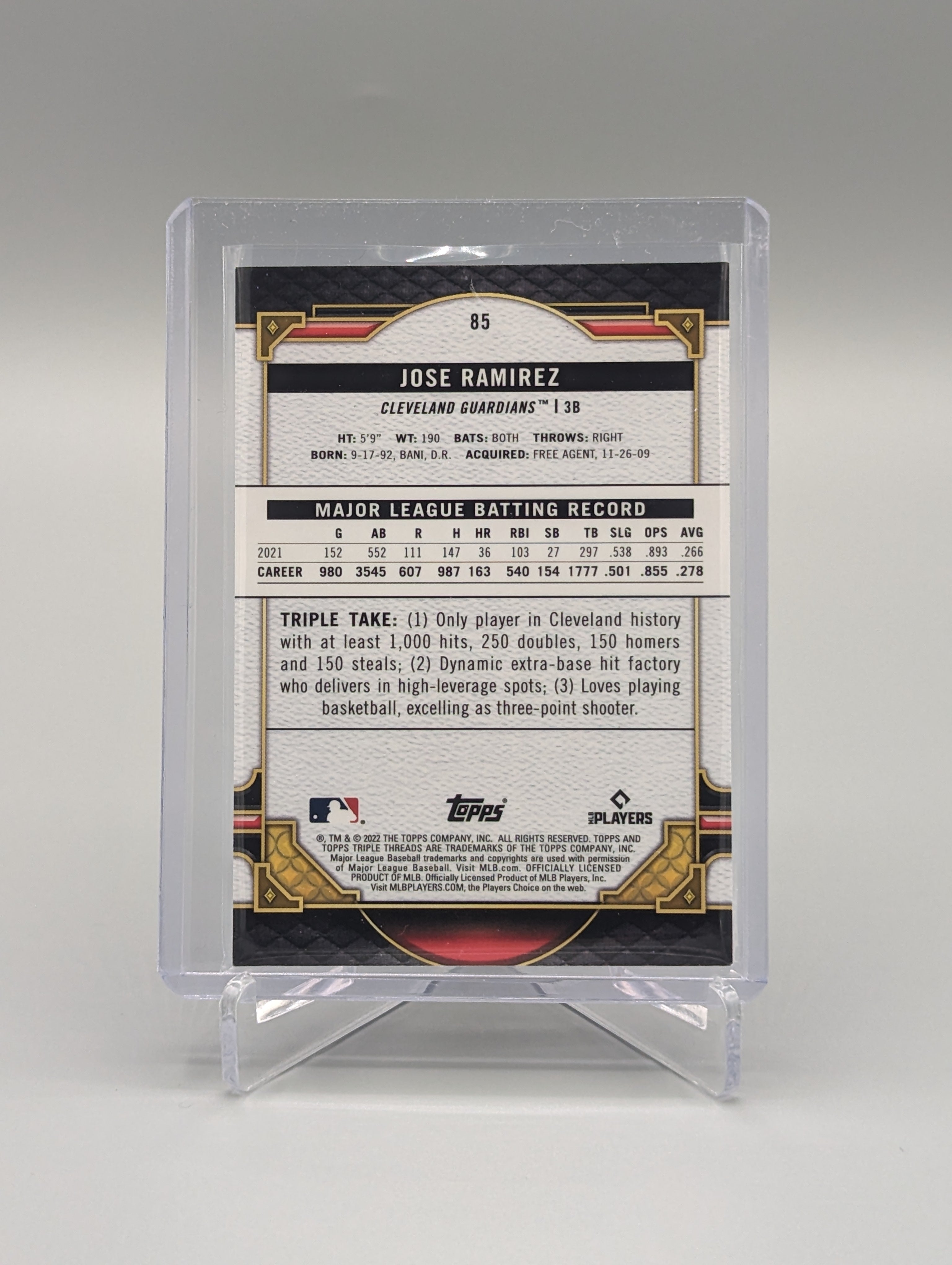 2022 Topps Triple Threads Aquamarine #85 Jose Ramirez Guardians #/150