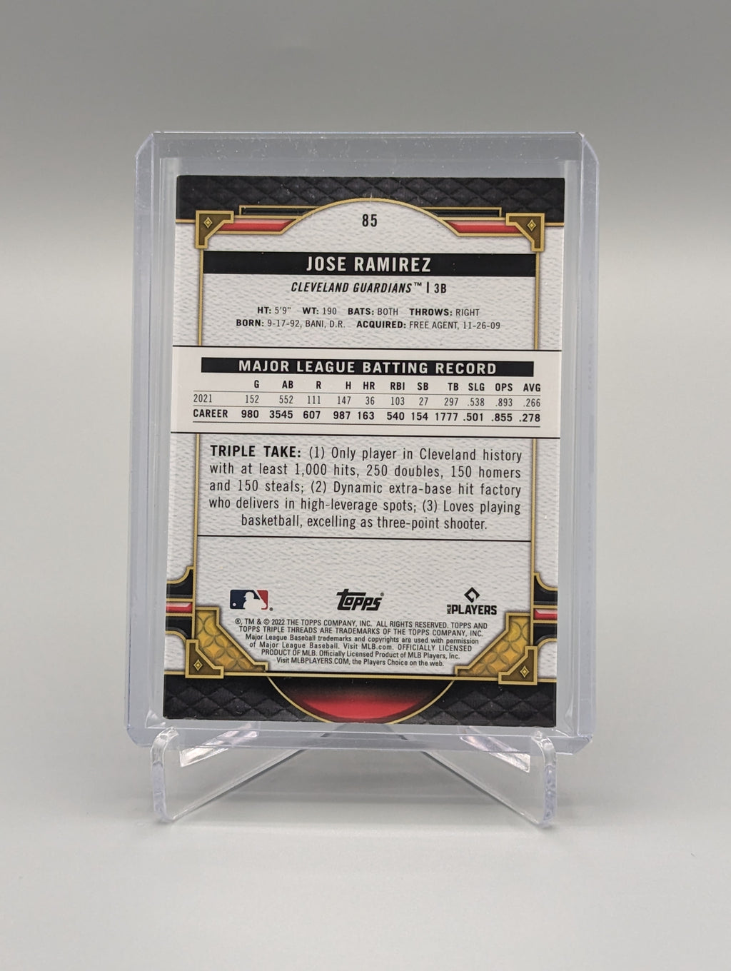 2022 Topps Triple Threads Emerald #85 Jose Ramirez Guardians #/259