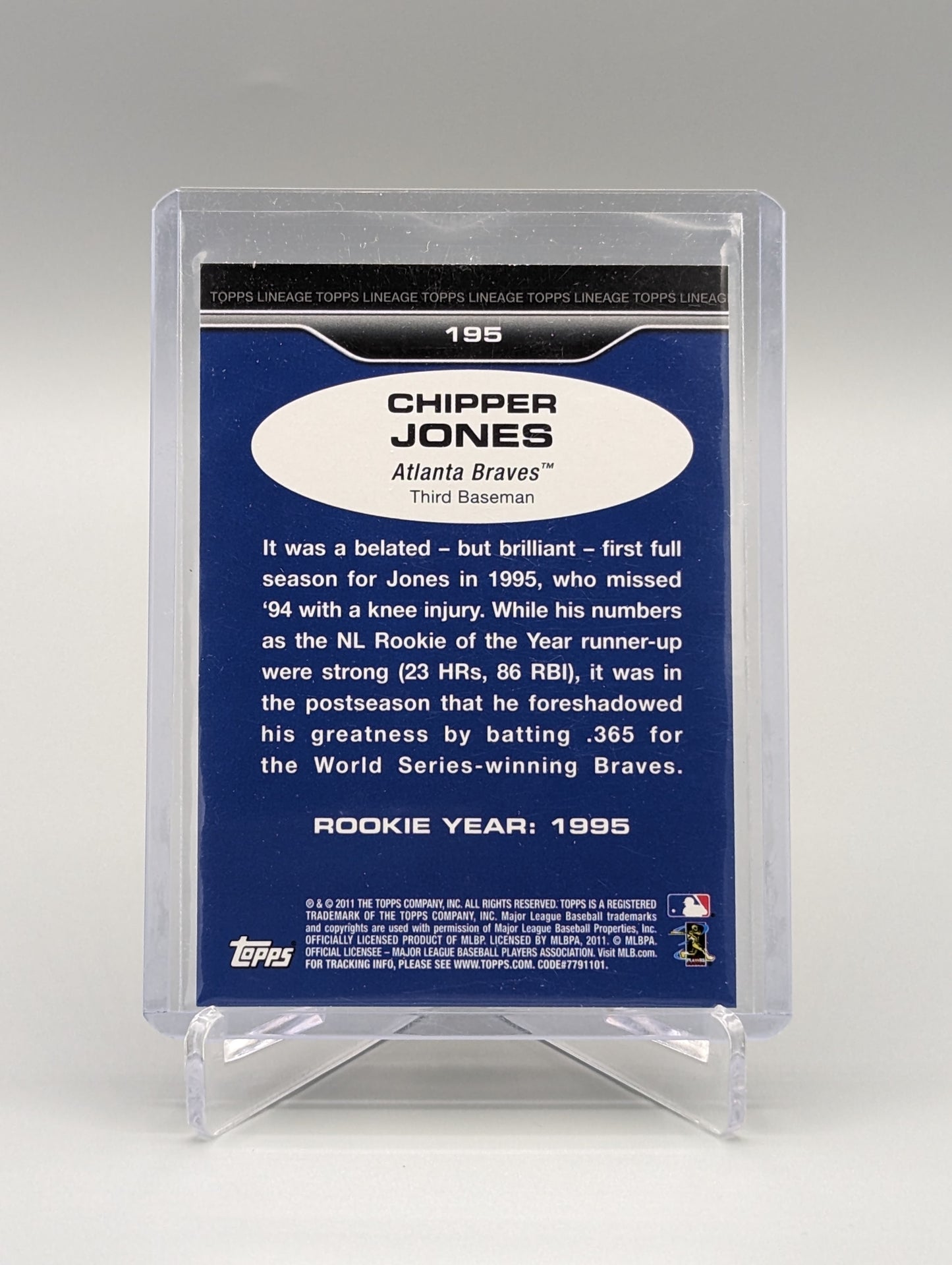 2011 Topps Lineage Diamond Anniversary Platinum Refractor #195 Chipper Jones Braves