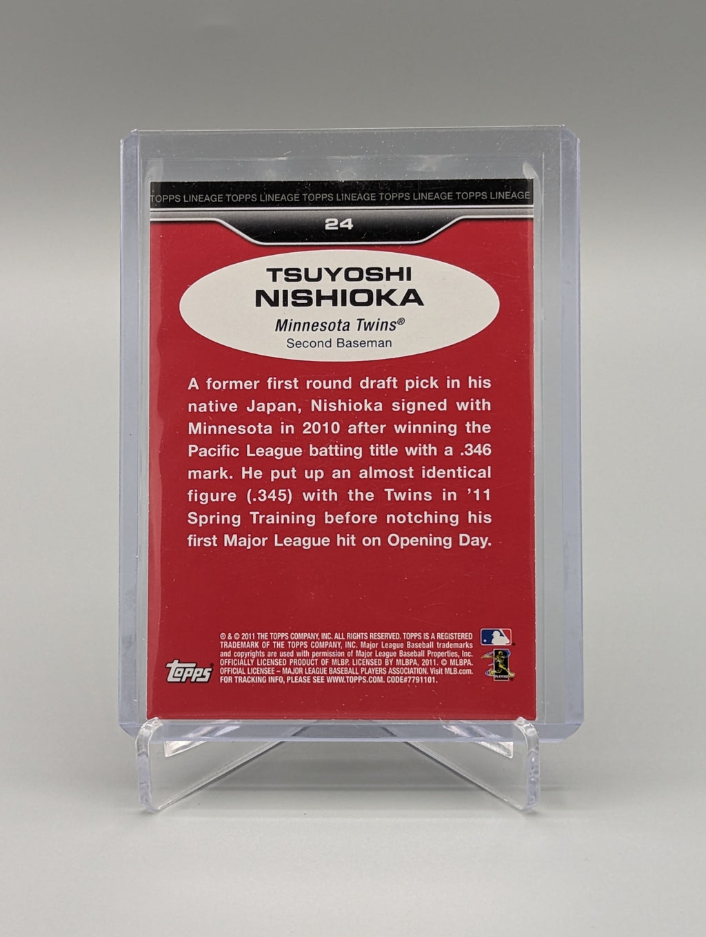 2011 Topps Lineage Diamond Anniversary Platinum Refractor #24 Tsuyoshi Nishioka RC Twins