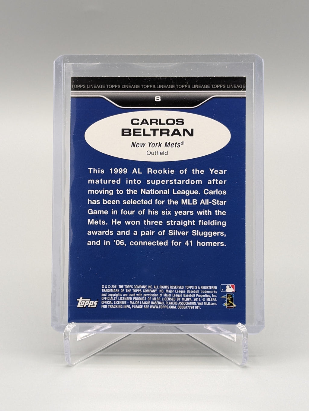 2011 Topps Lineage Diamond Anniversary Platinum Refractor #6 Carlos Beltran Mets