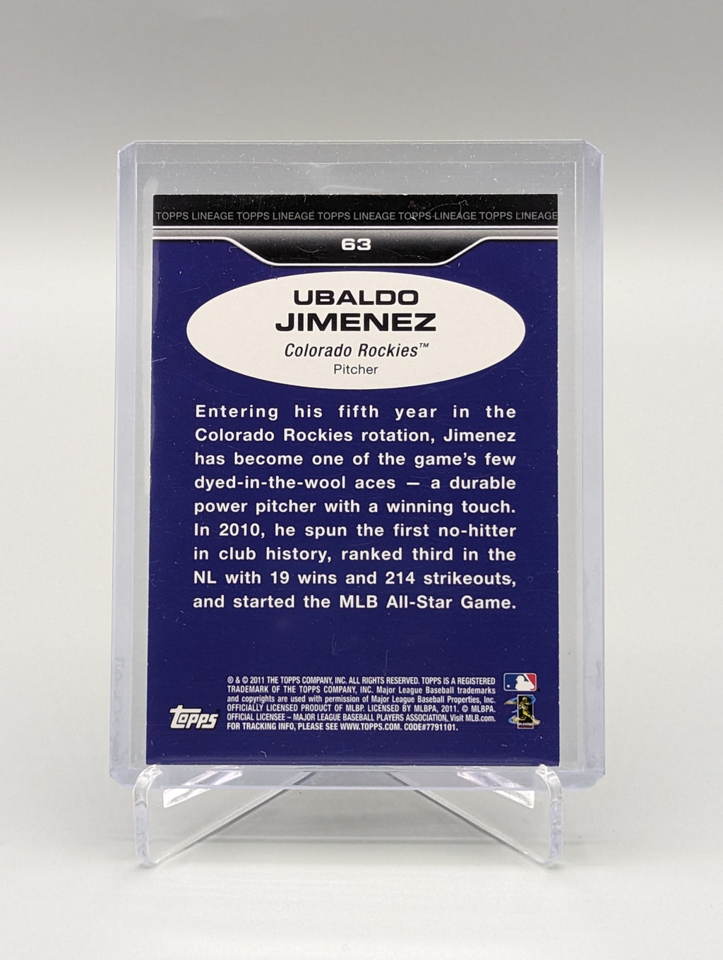 2011 Topps Lineage Diamond Anniversary Platinum Refractor #63 Ubaldo Jimenez Rockies