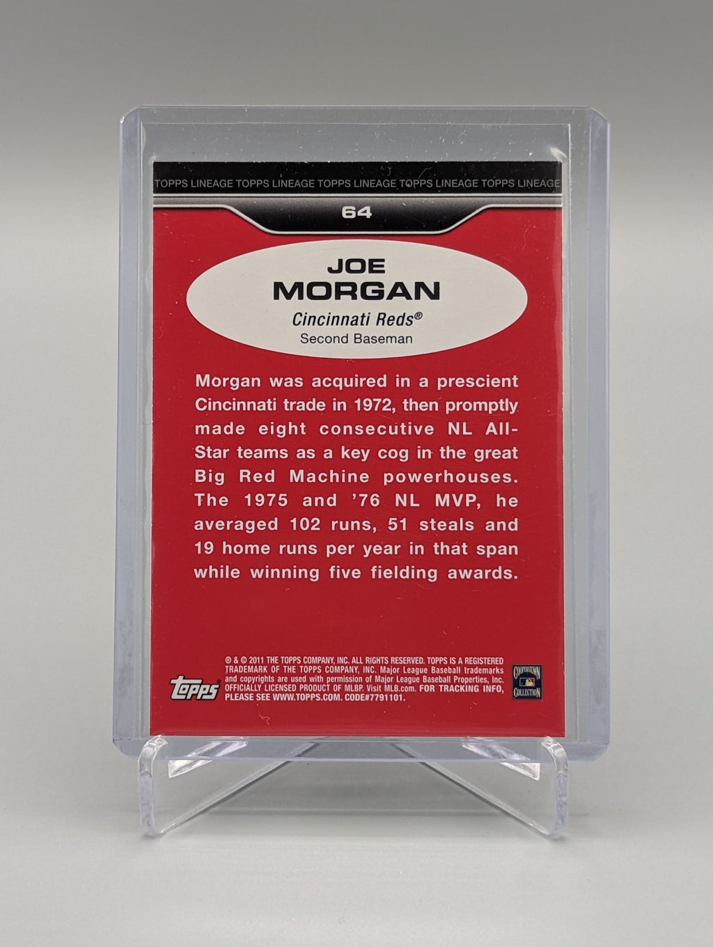 2011 Topps Lineage Diamond Anniversary Platinum Refractor #64 Joe Morgan Reds