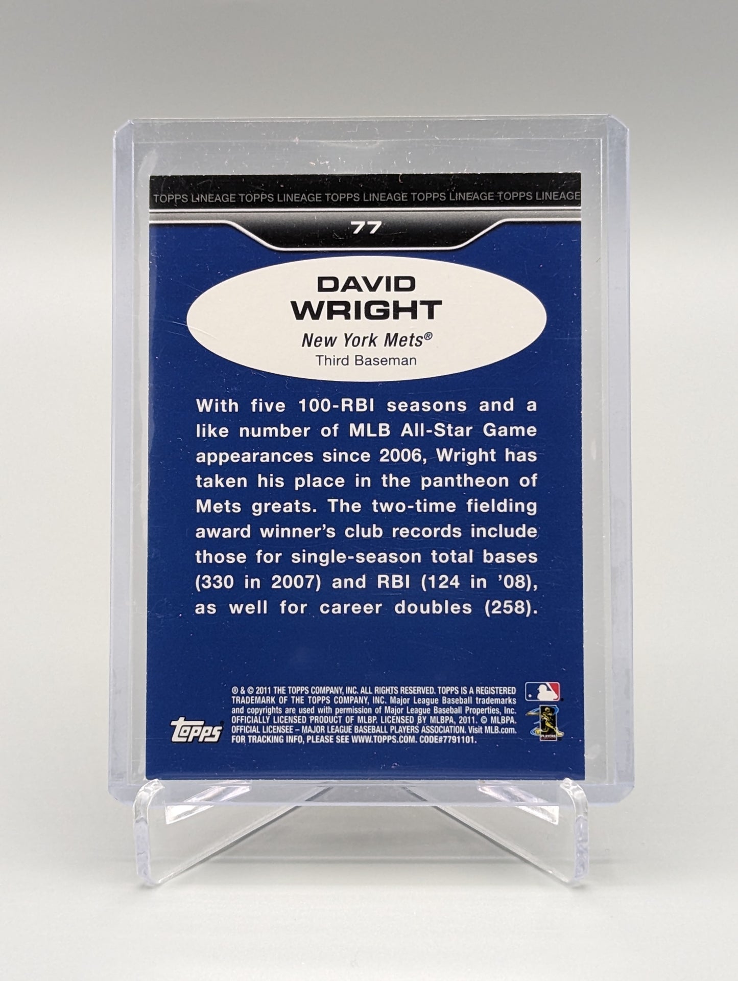 2011 Topps Lineage Diamond Anniversary Platinum Refractor #77 David Wright Mets