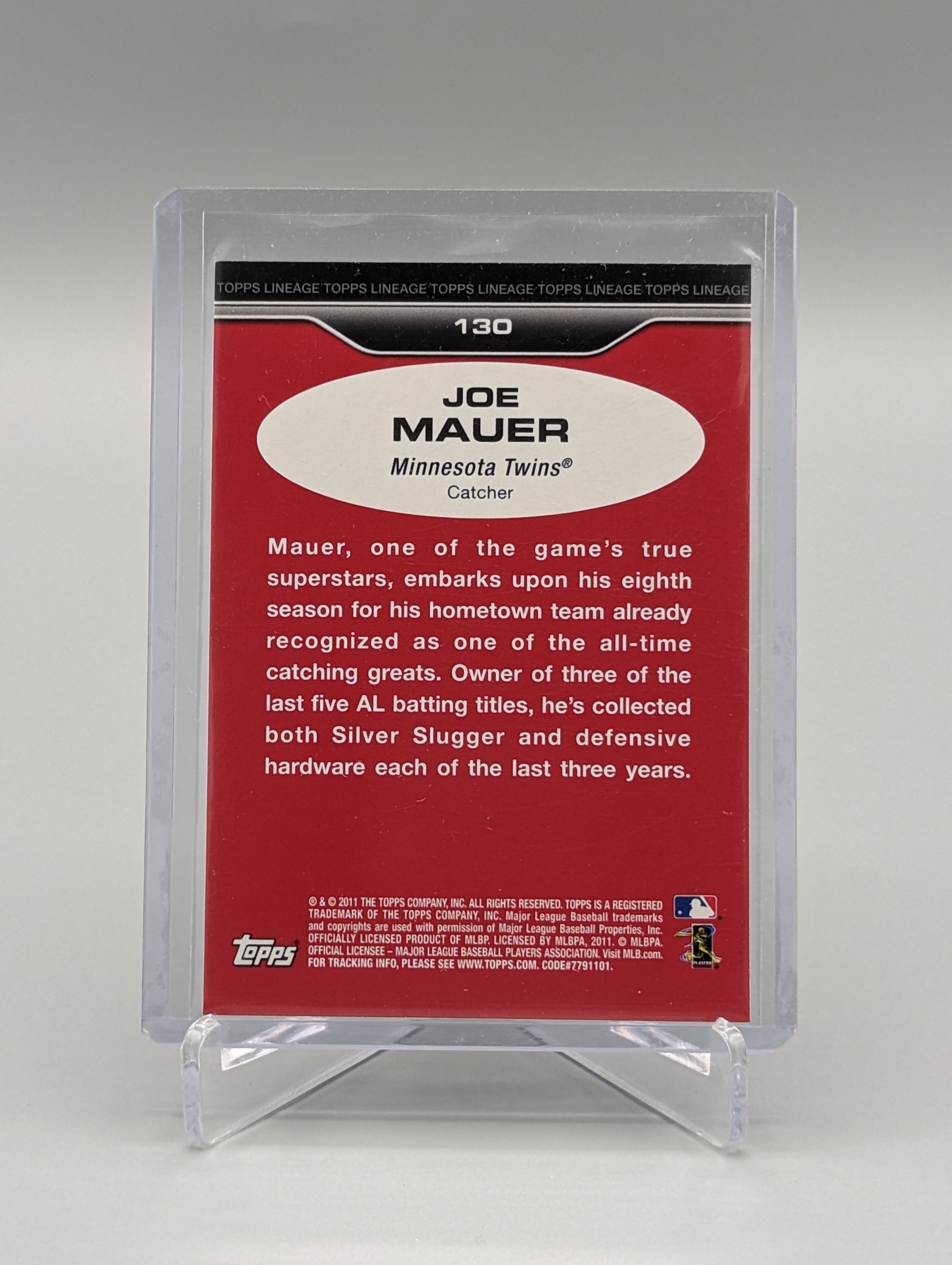 2011 Topps Lineage Diamond Anniversary Platinum Refractor #130 Joe Mauer Twins