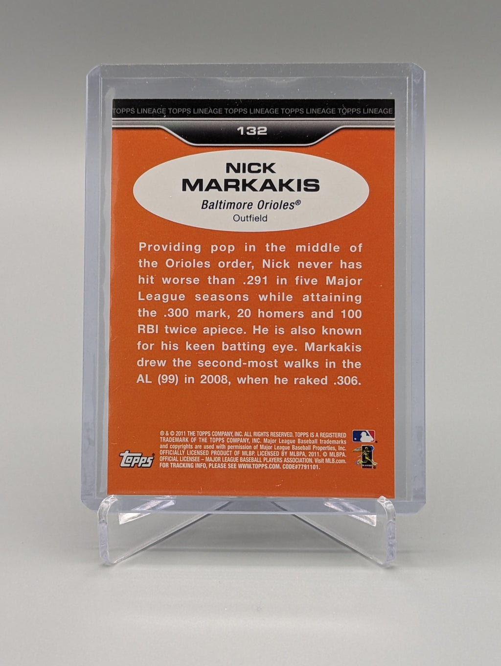 2011 Topps Lineage Diamond Anniversary Platinum Refractor #132 Nick Markakis Orioles