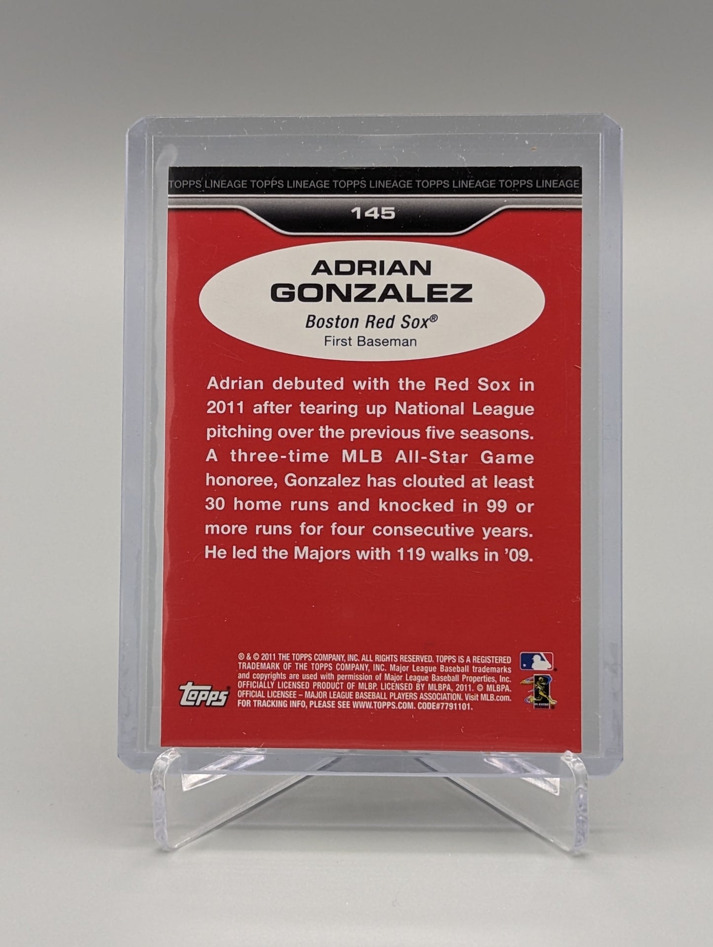 2011 Topps Lineage Diamond Anniversary Platinum Refractor #145 Adrian Gonzalez Red Sox