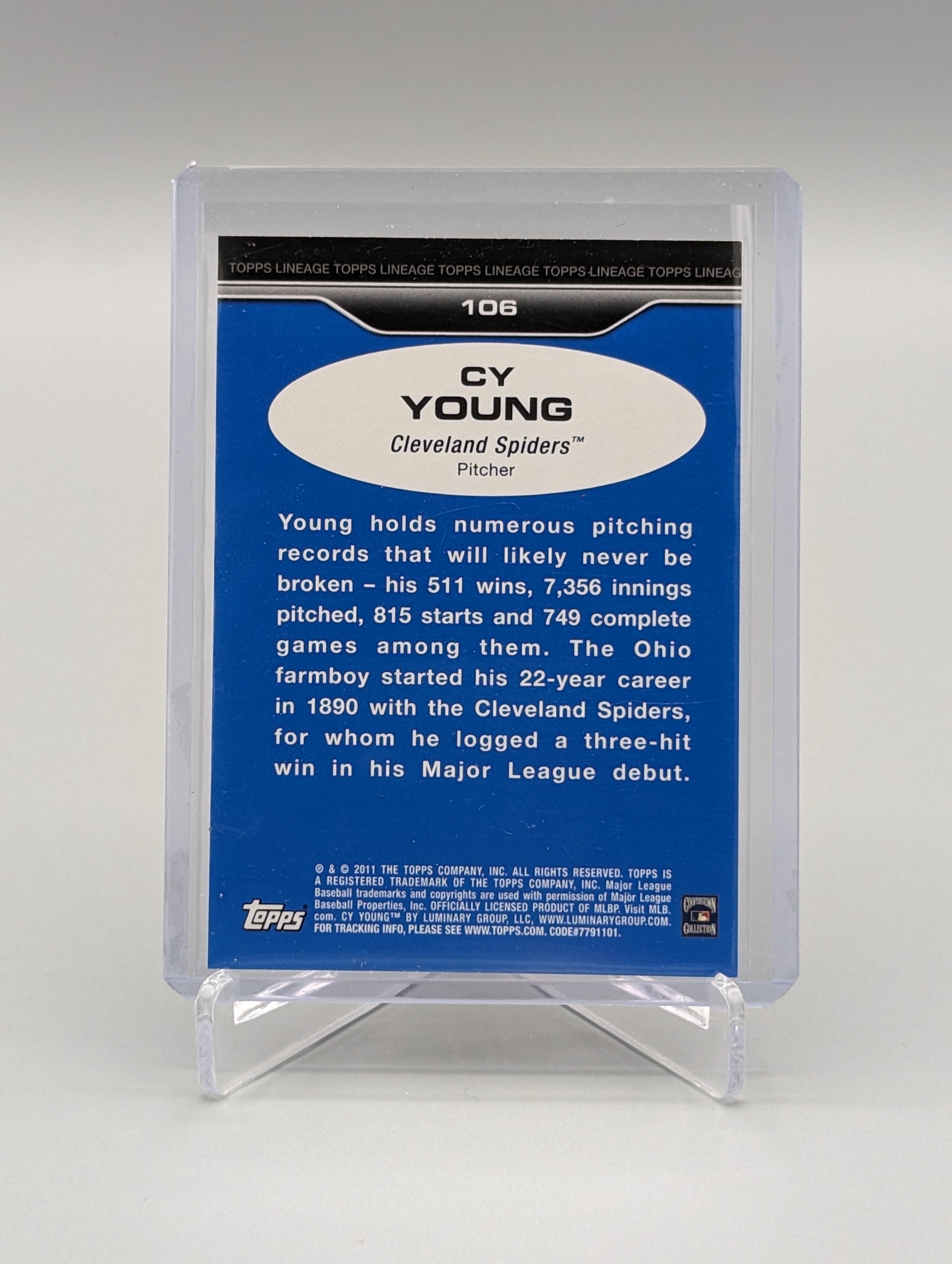 2011 Topps Lineage Diamond Anniversary Platinum Refractor #106 Cy Young Indians Spiders