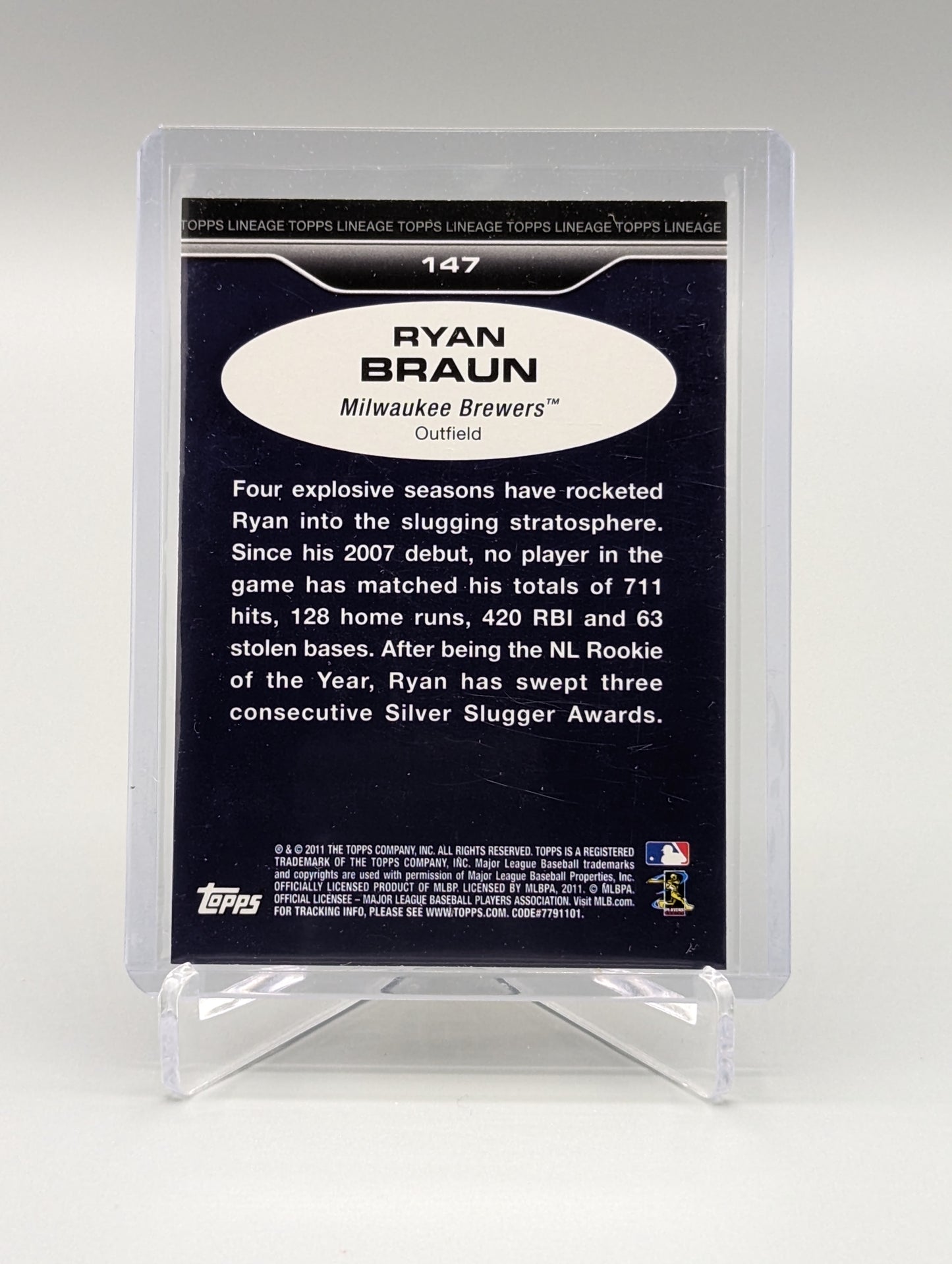 2011 Topps Lineage Diamond Anniversary Platinum Refractor #147 Ryan Braun Brewers