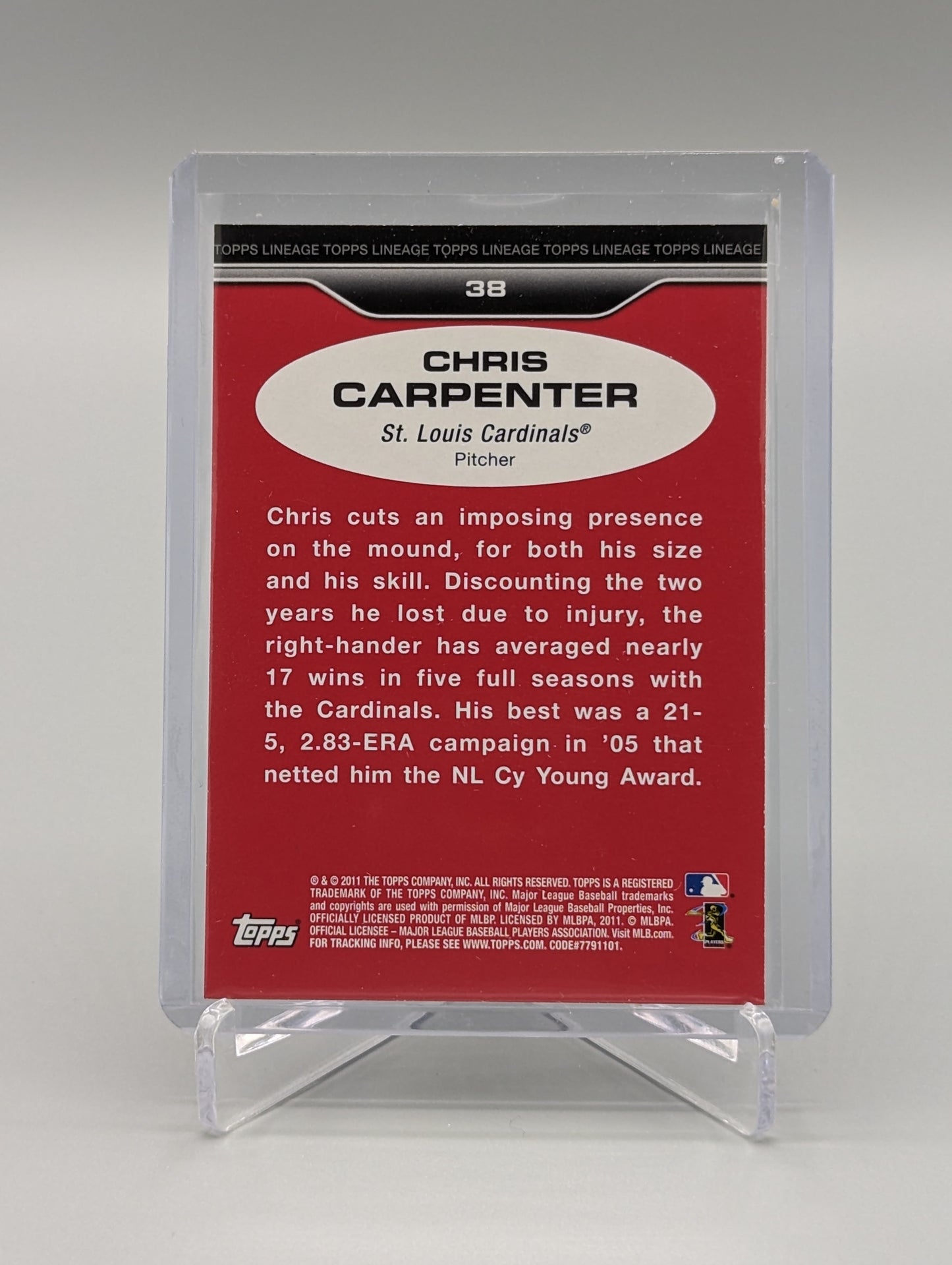 2011 Topps Lineage Diamond Anniversary Platinum Refractor #38 Chris Carpenter Cardinals